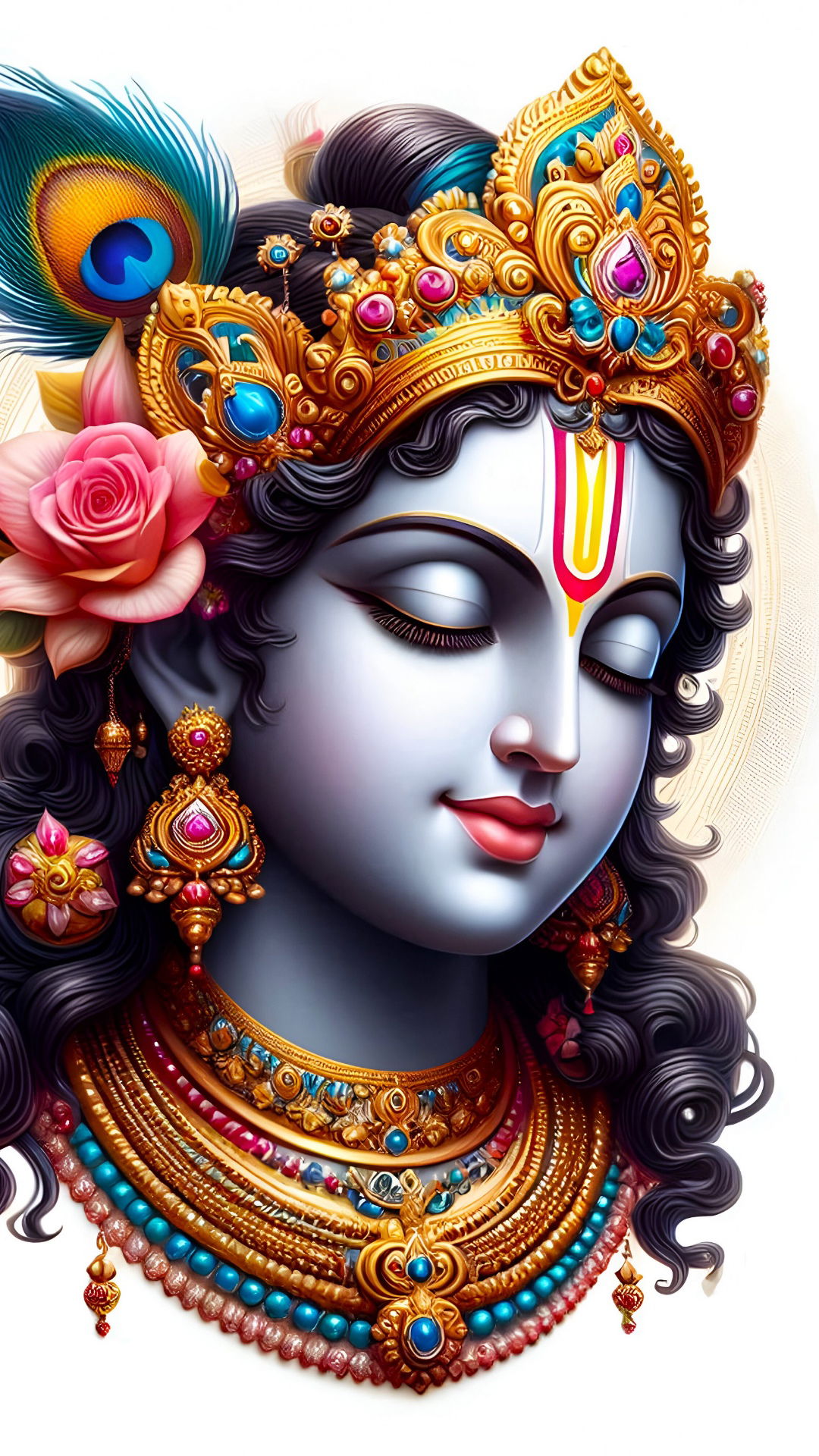 Lord Krishna with peacock feather crown