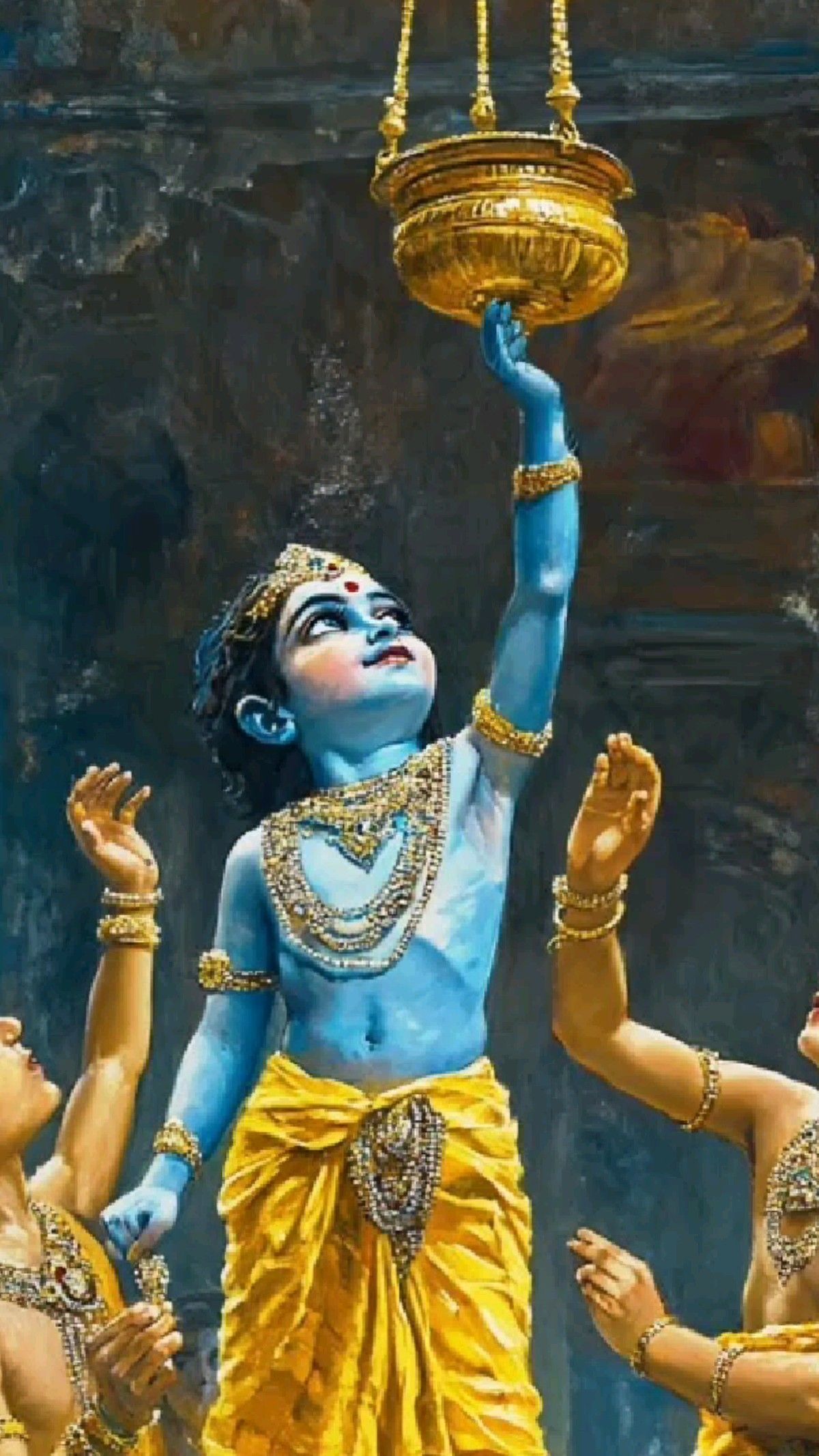 Little Krishna stealing butter pot.