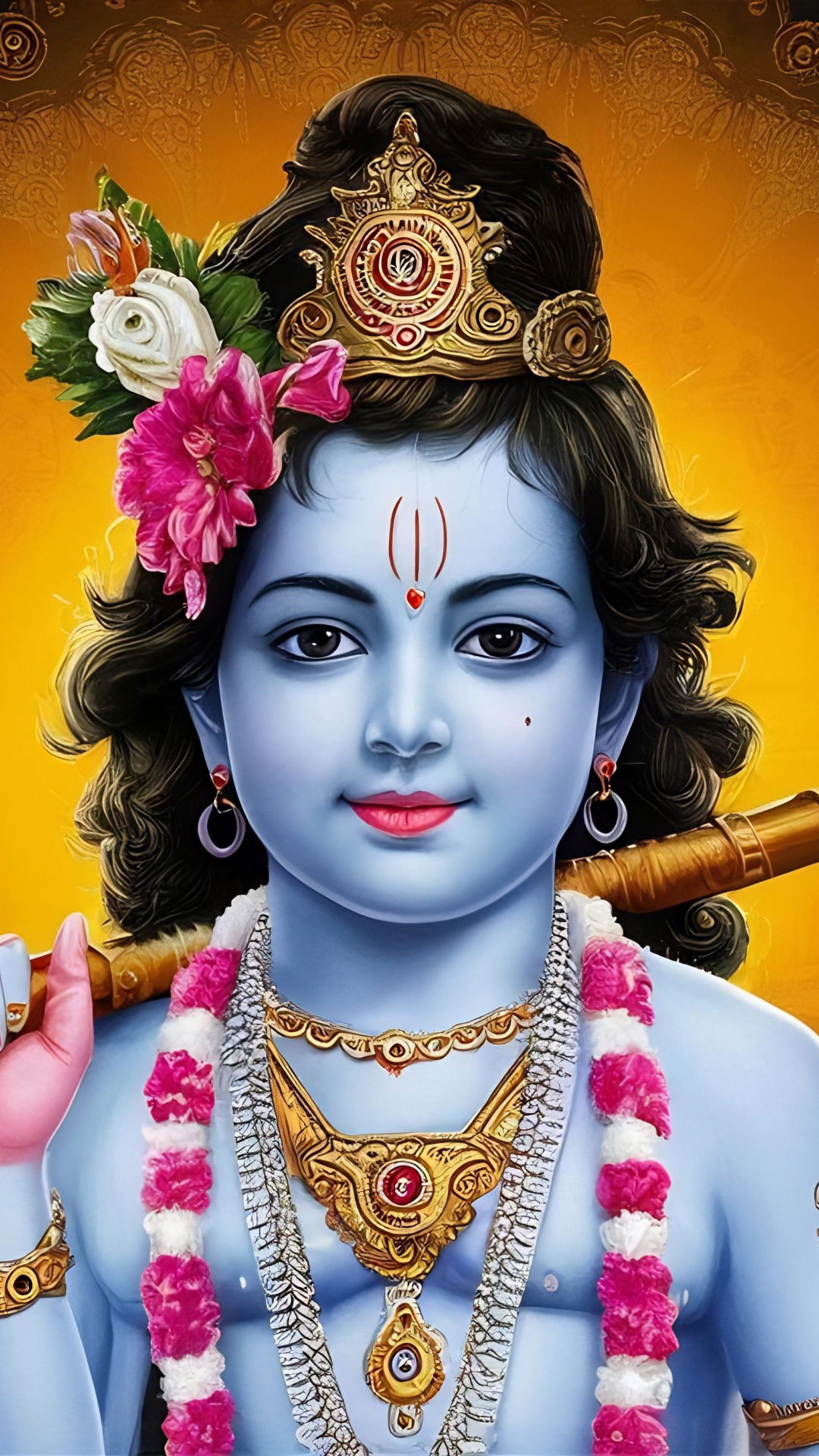 Baby Krishna with a serene expression