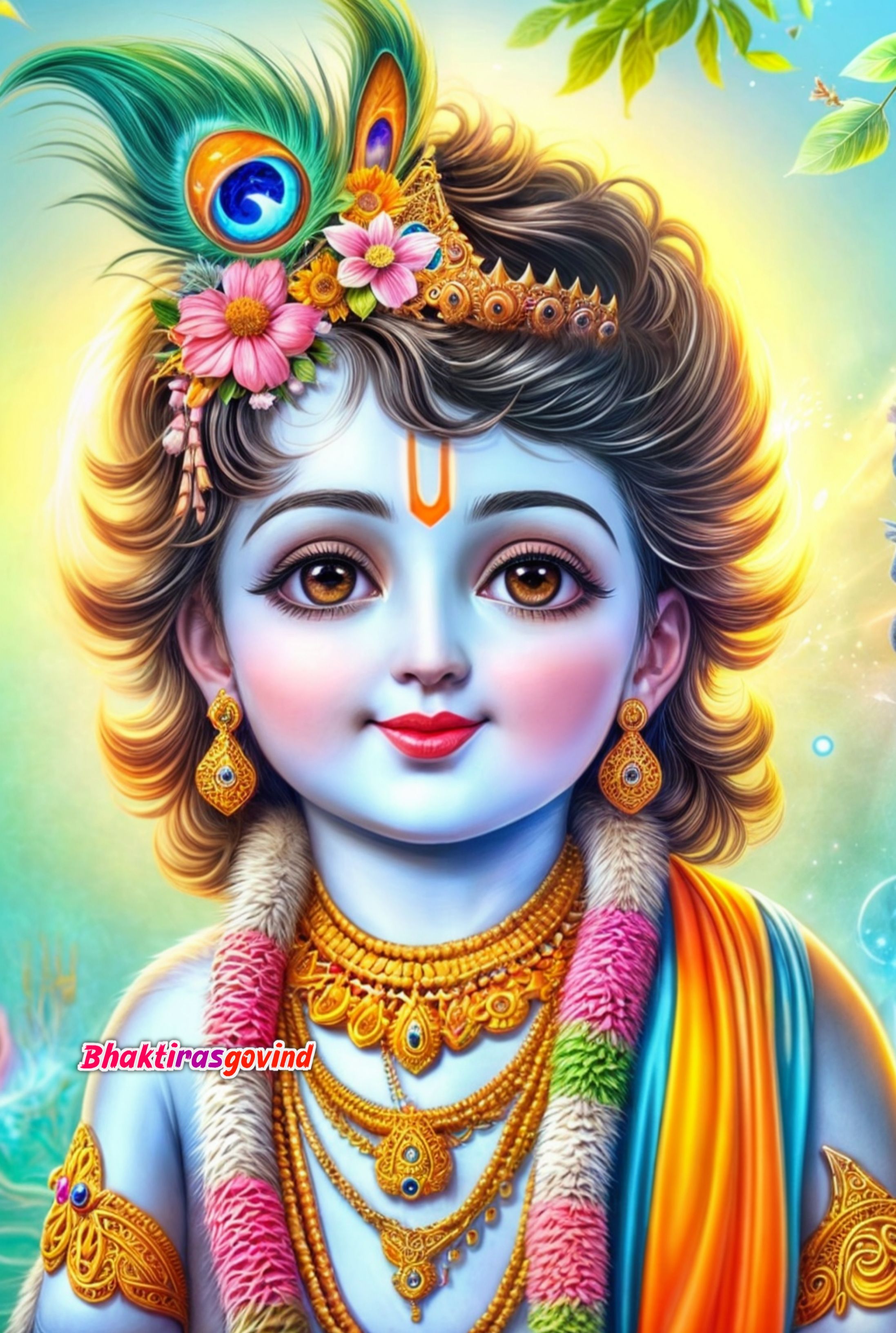 Adorable Bal Krishna with peacock feather