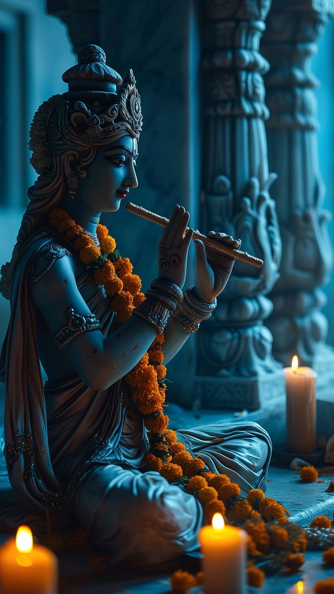 Lord Krishna in prayerful pose