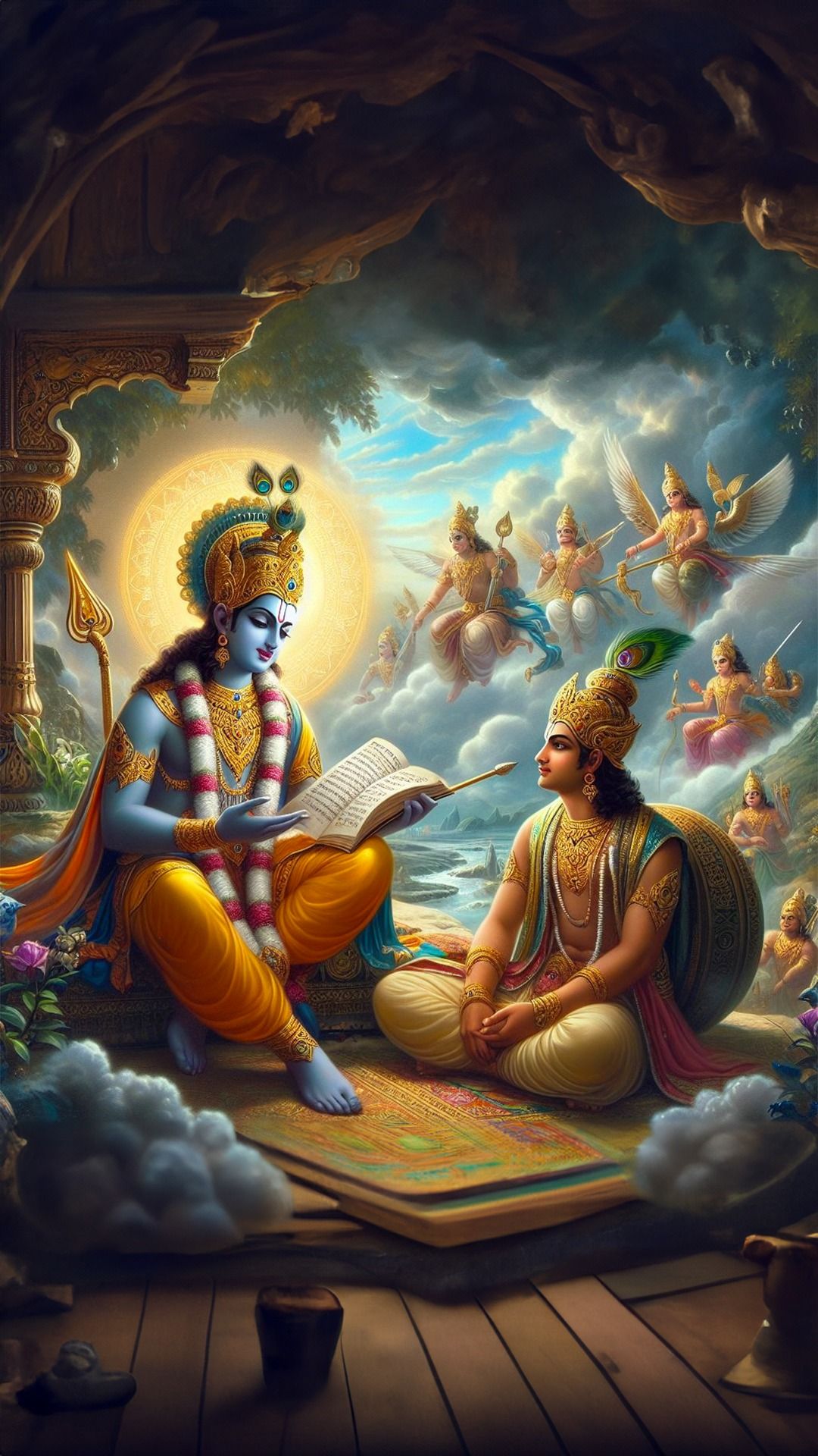 Krishna explains Bhagavad Gita to Arjuna