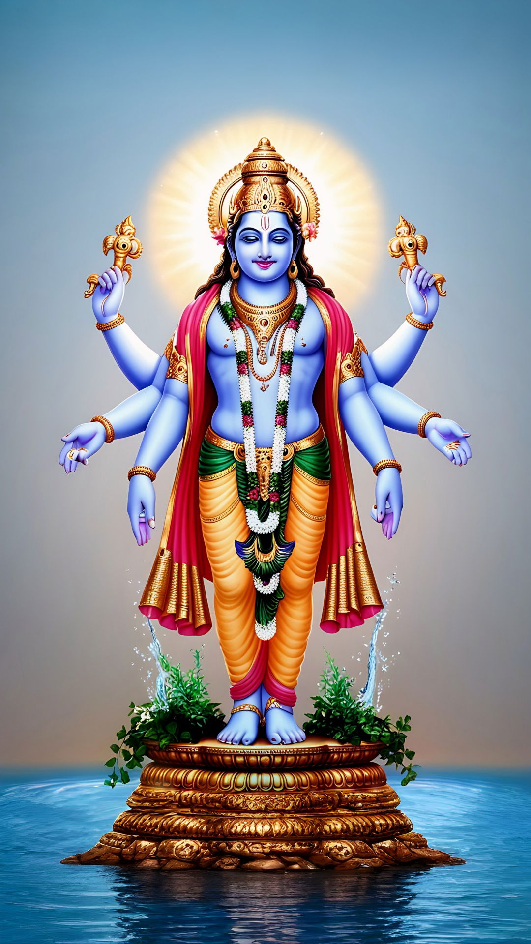 Lord Krishna blessing with multiple arms
