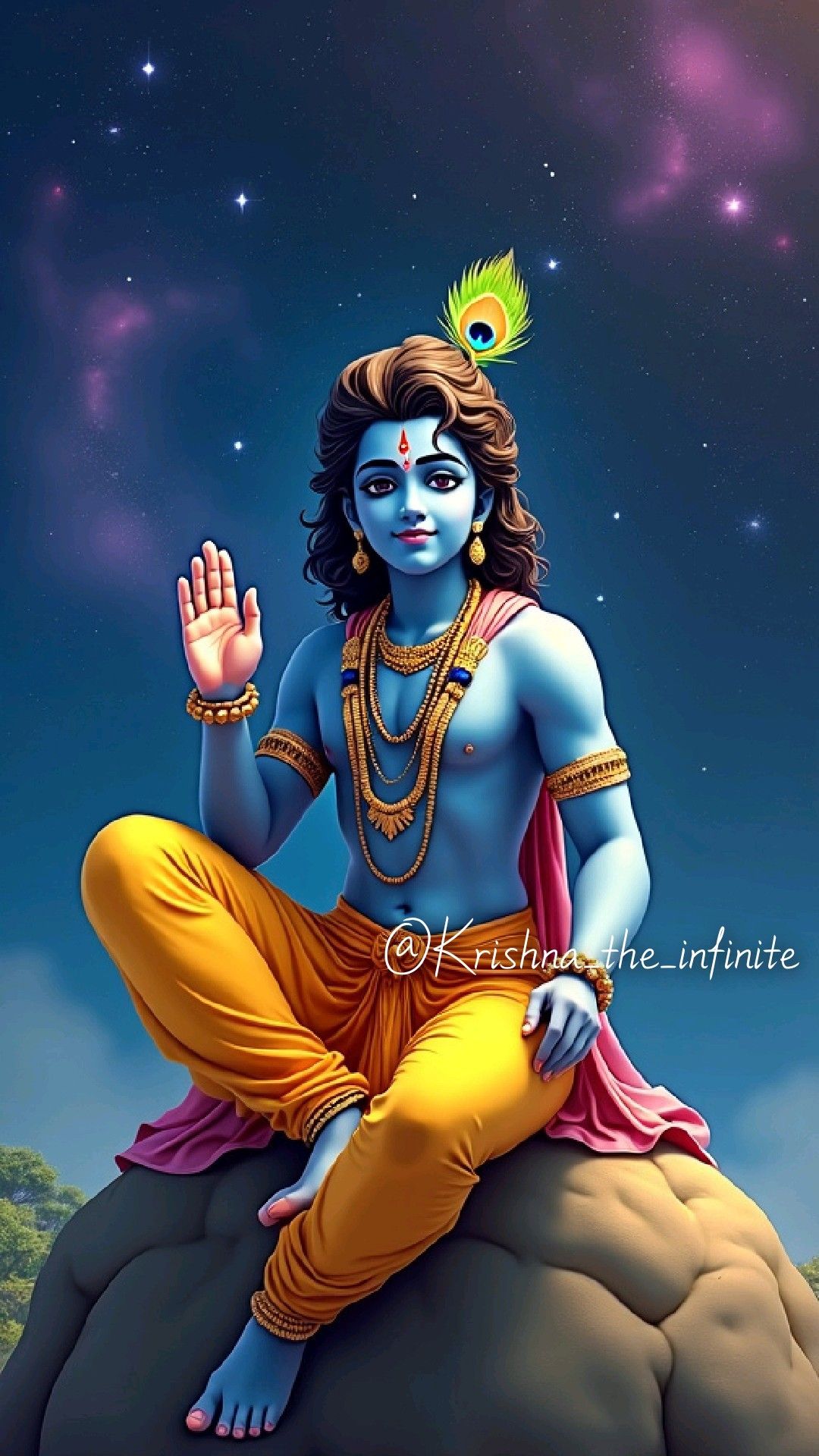 Lord Krishna blessing with hand gesture