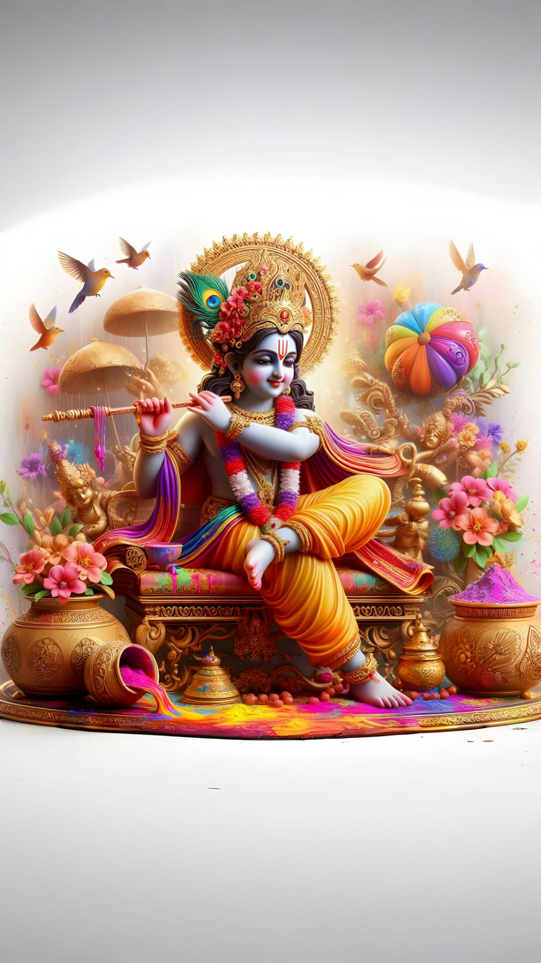 Lord Krishna seated with a flute