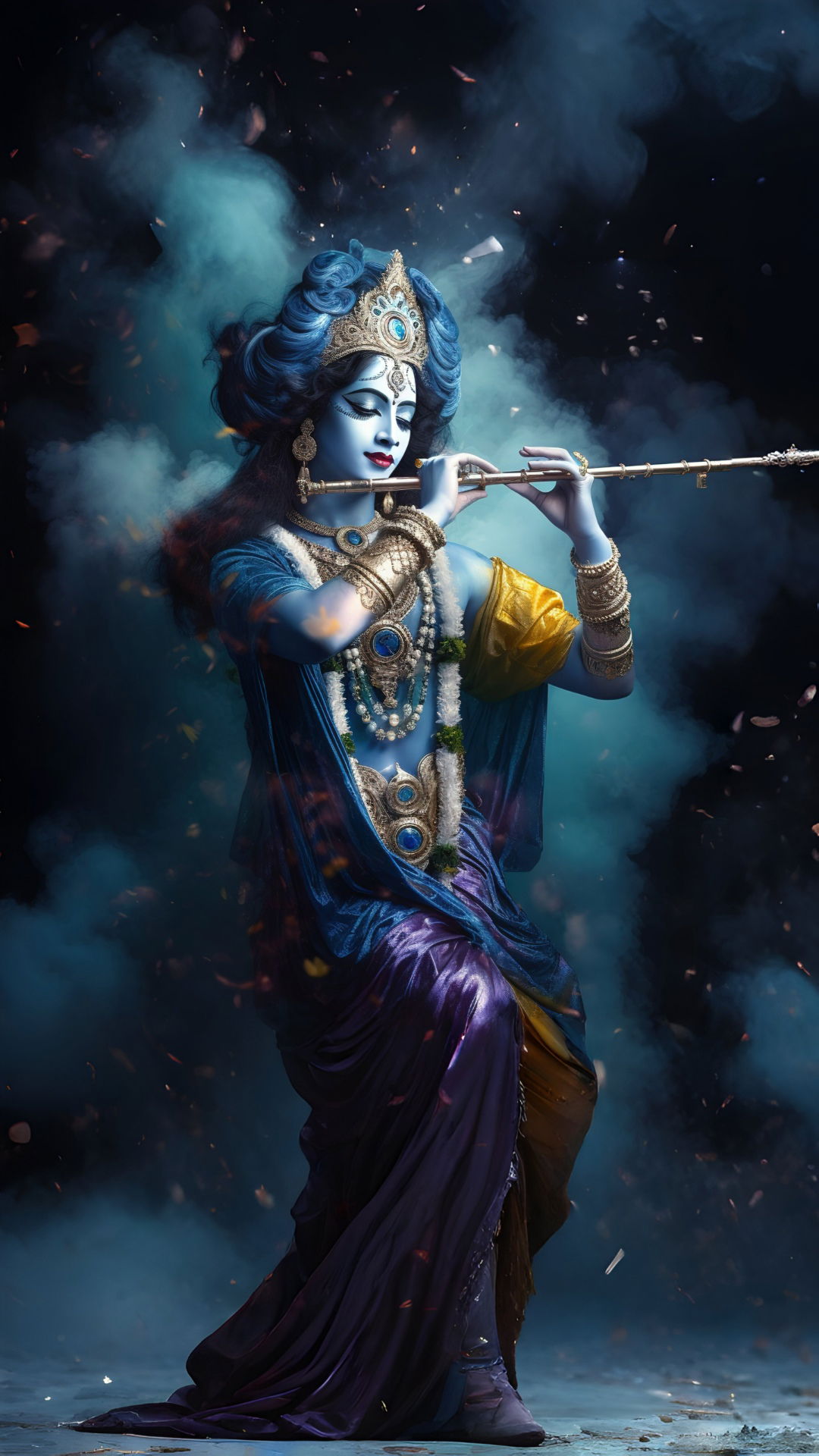 Krishna playing a divine flute