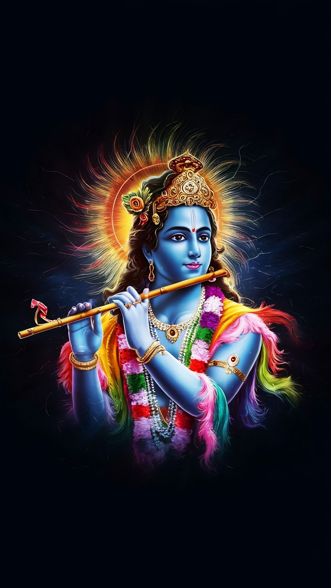 Krishna playing the enchanting flute.