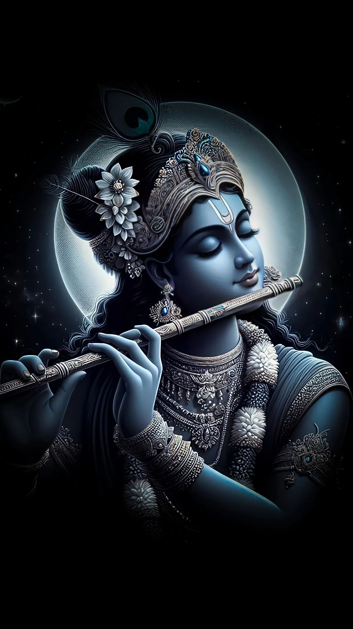 Lord Krishna playing the flute, divine art