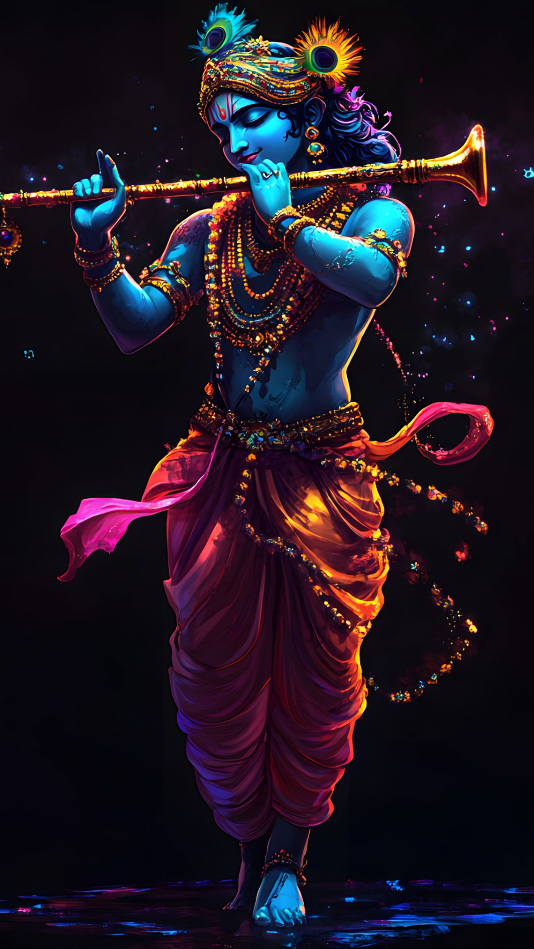 Krishna playing flute divine wallpaper