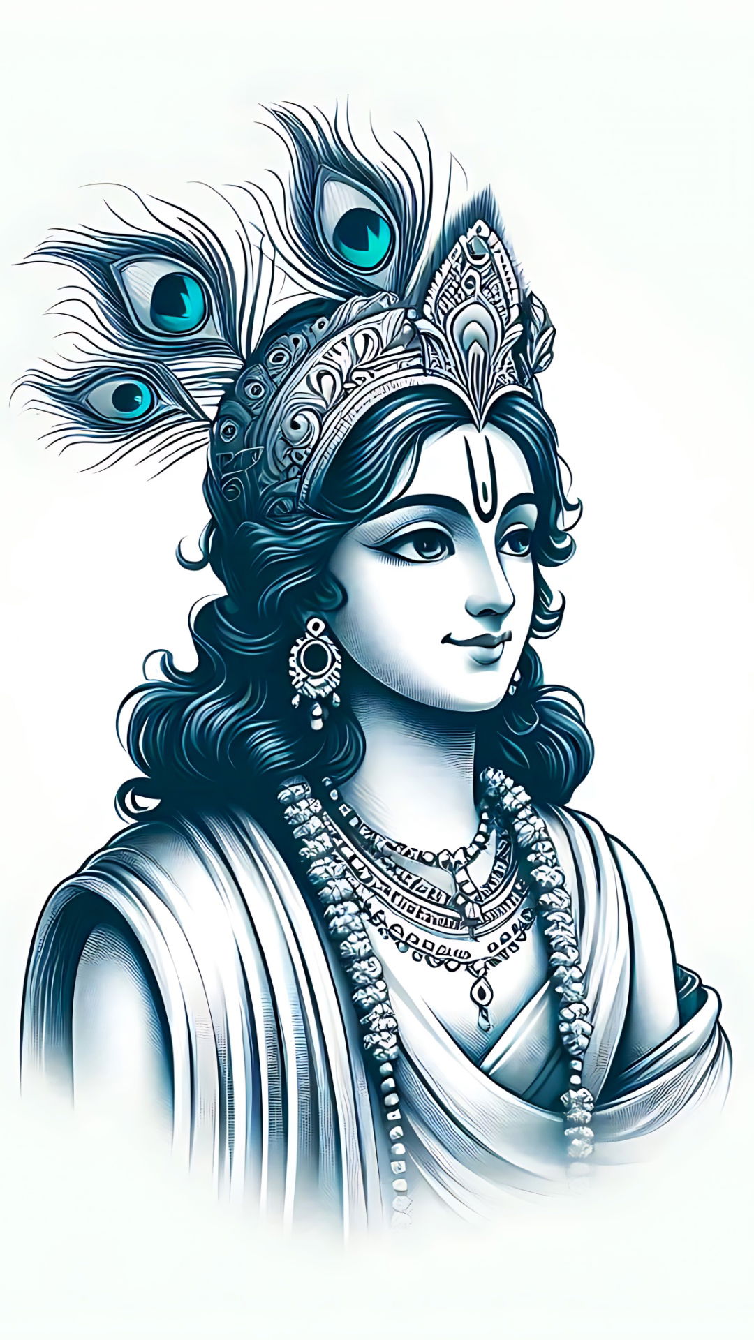 Lord Krishna with flute and feather