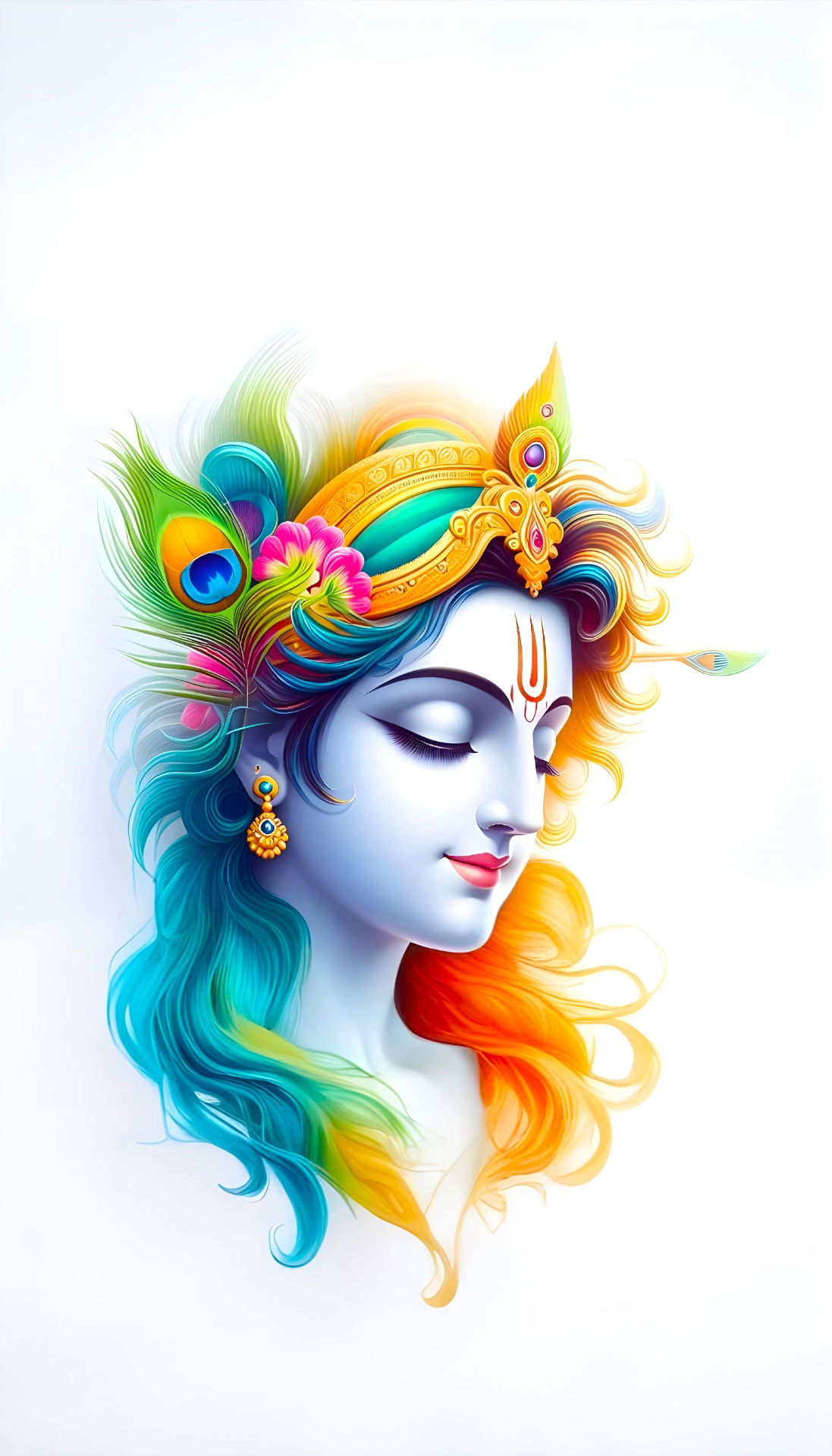 Lord Krishna with peacock feather crown