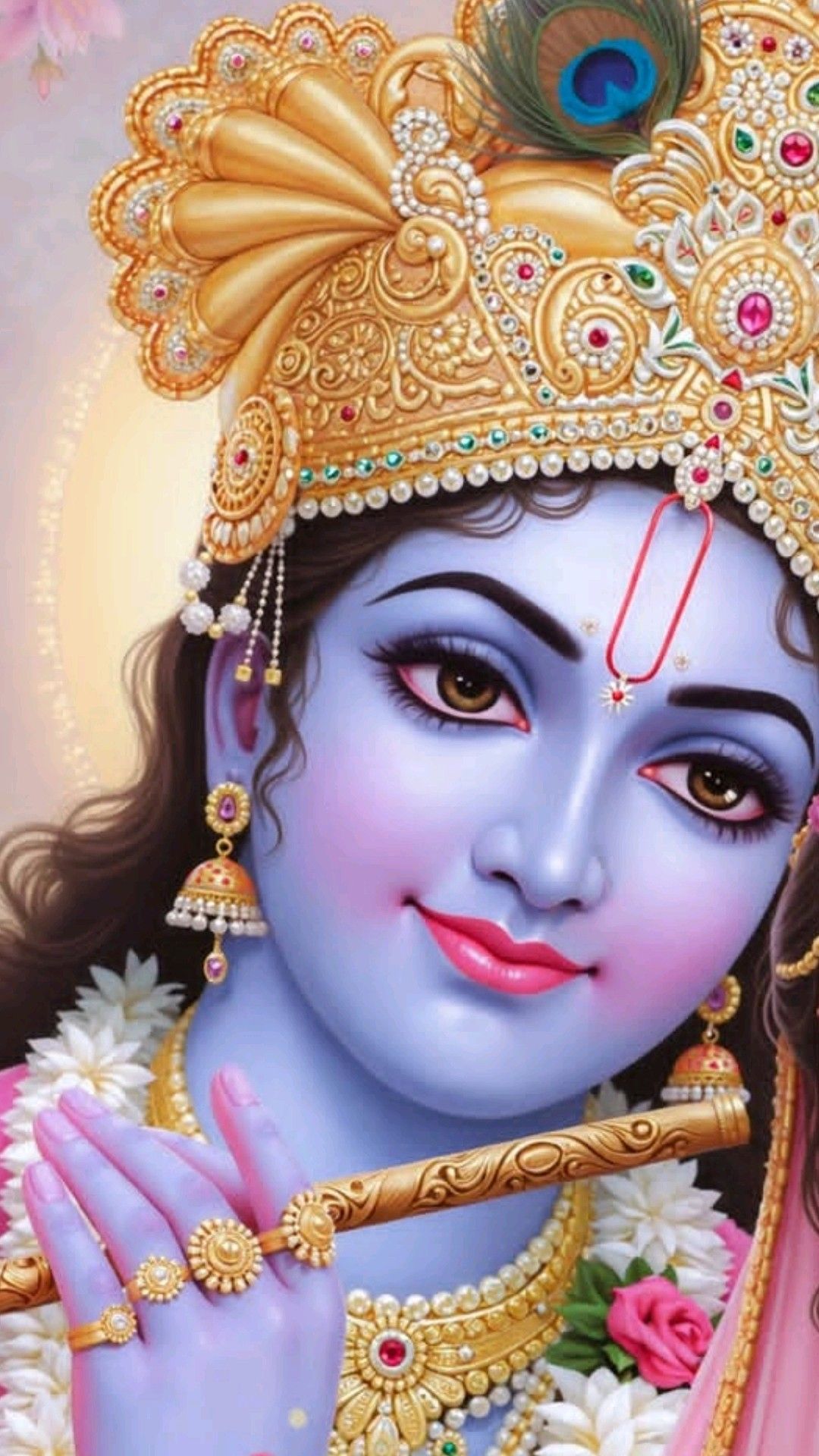 Krishna playing a flute, divine portrait