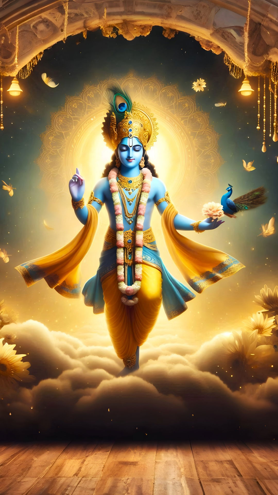 Lord Krishna plays divine flute