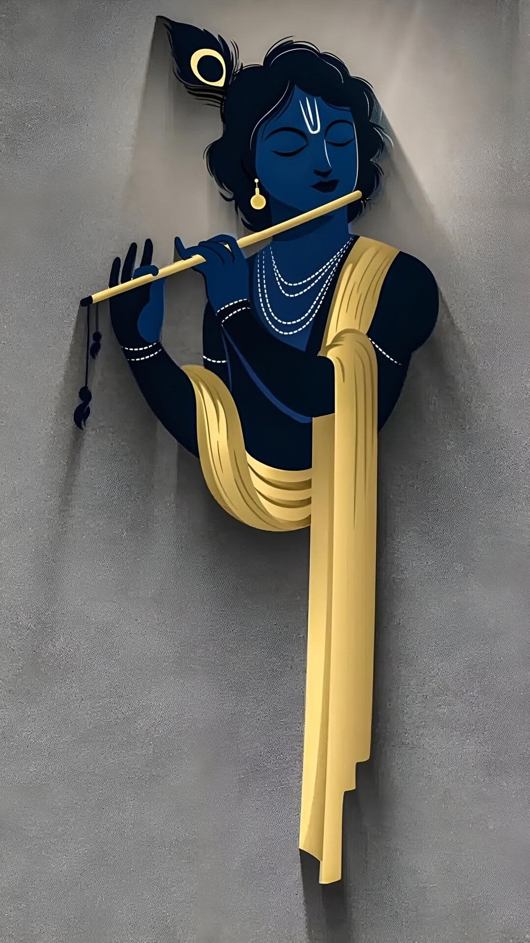 Krishna playing flute, divine portrait