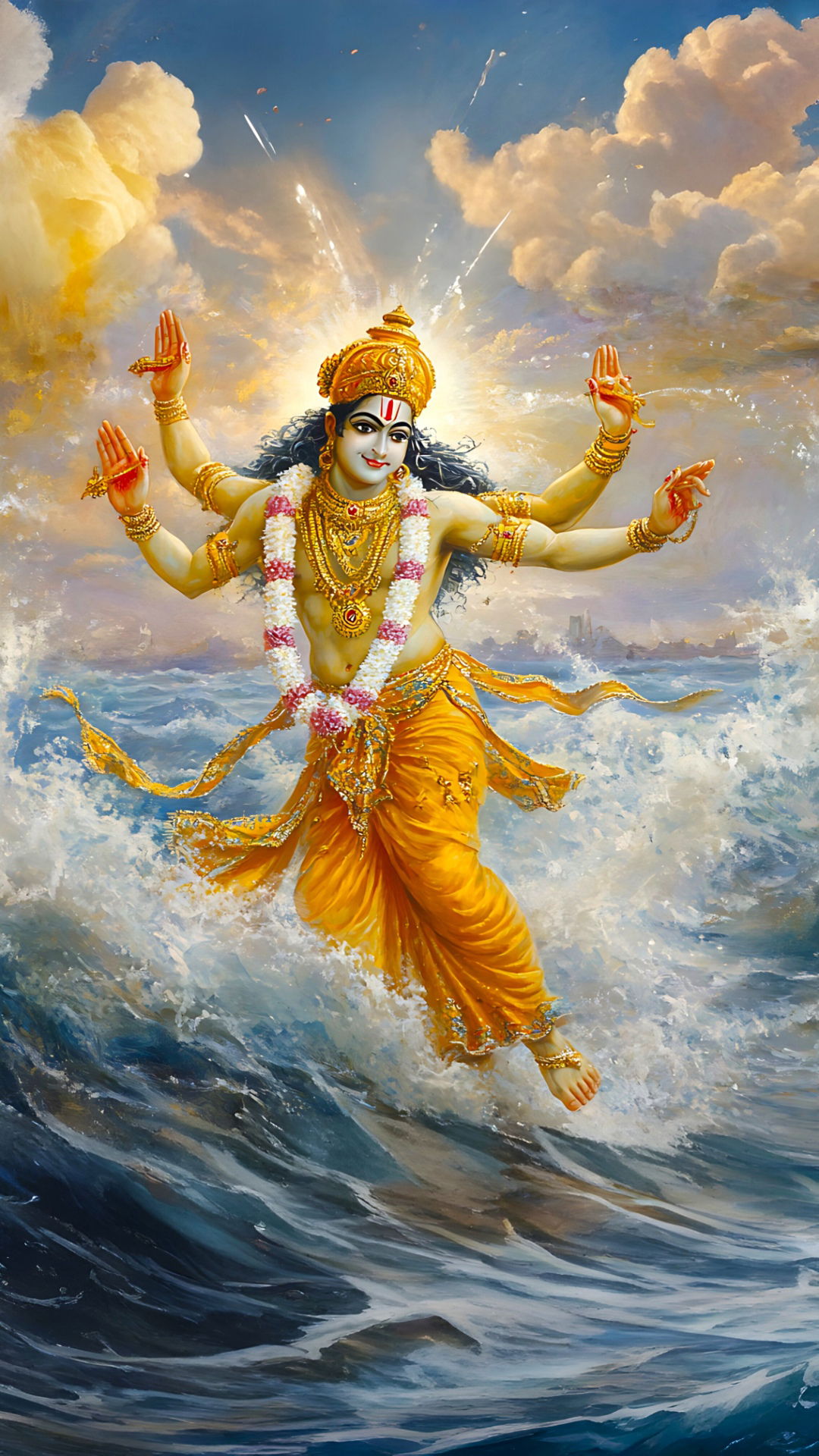 Krishna commanding the ocean waves