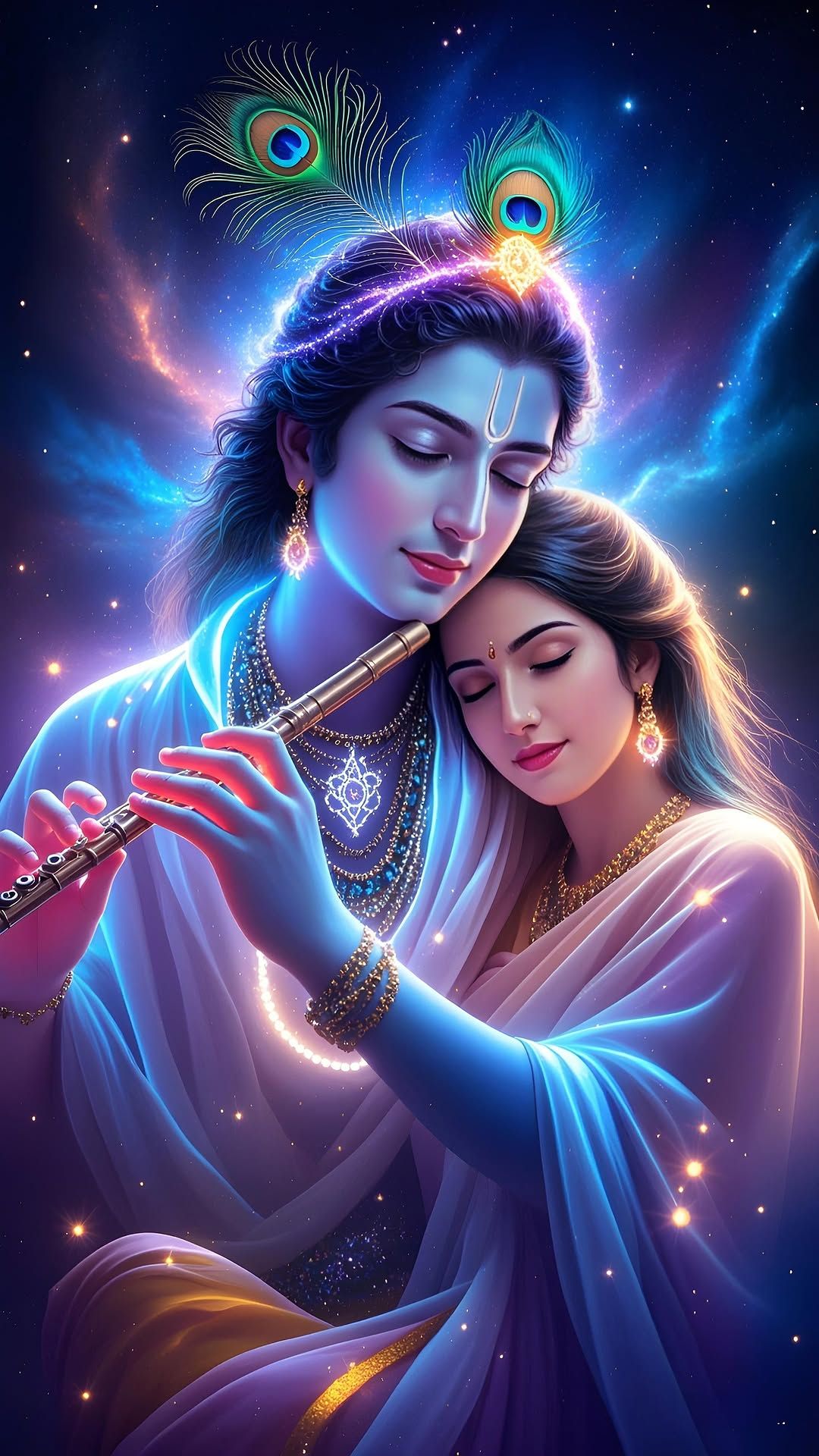 Krishna and Radha in cosmic embrace