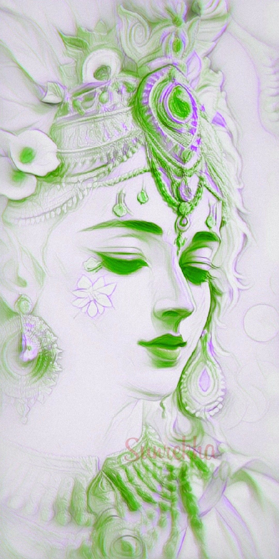 Krishna with a peacock feather crown