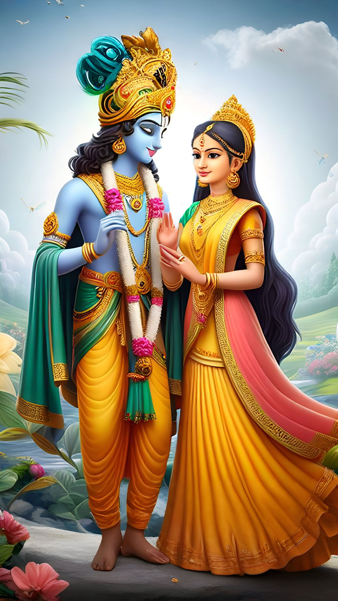 Krishna and Radha in divine embrace
