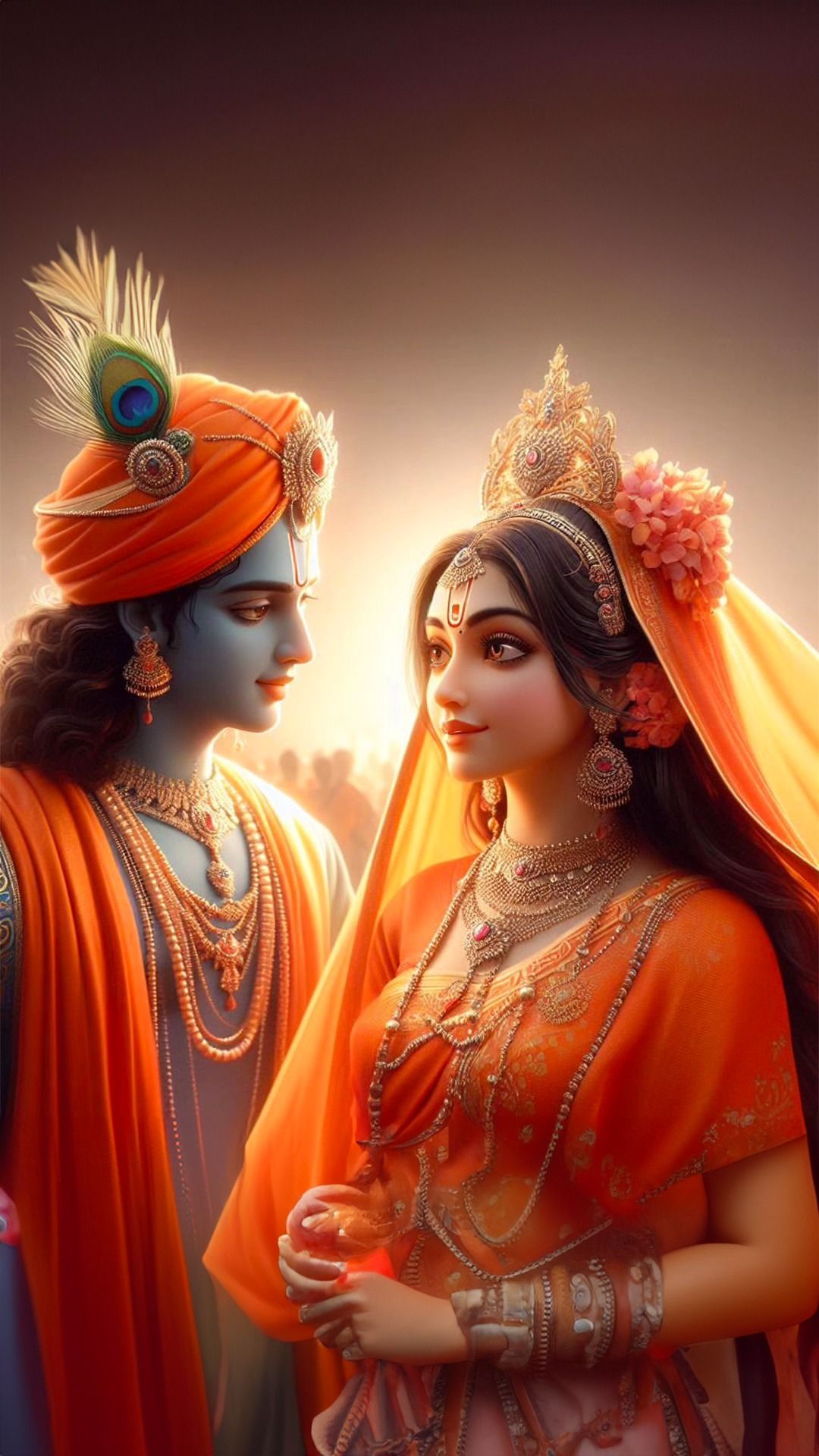 Krishna and Radha in loving gaze