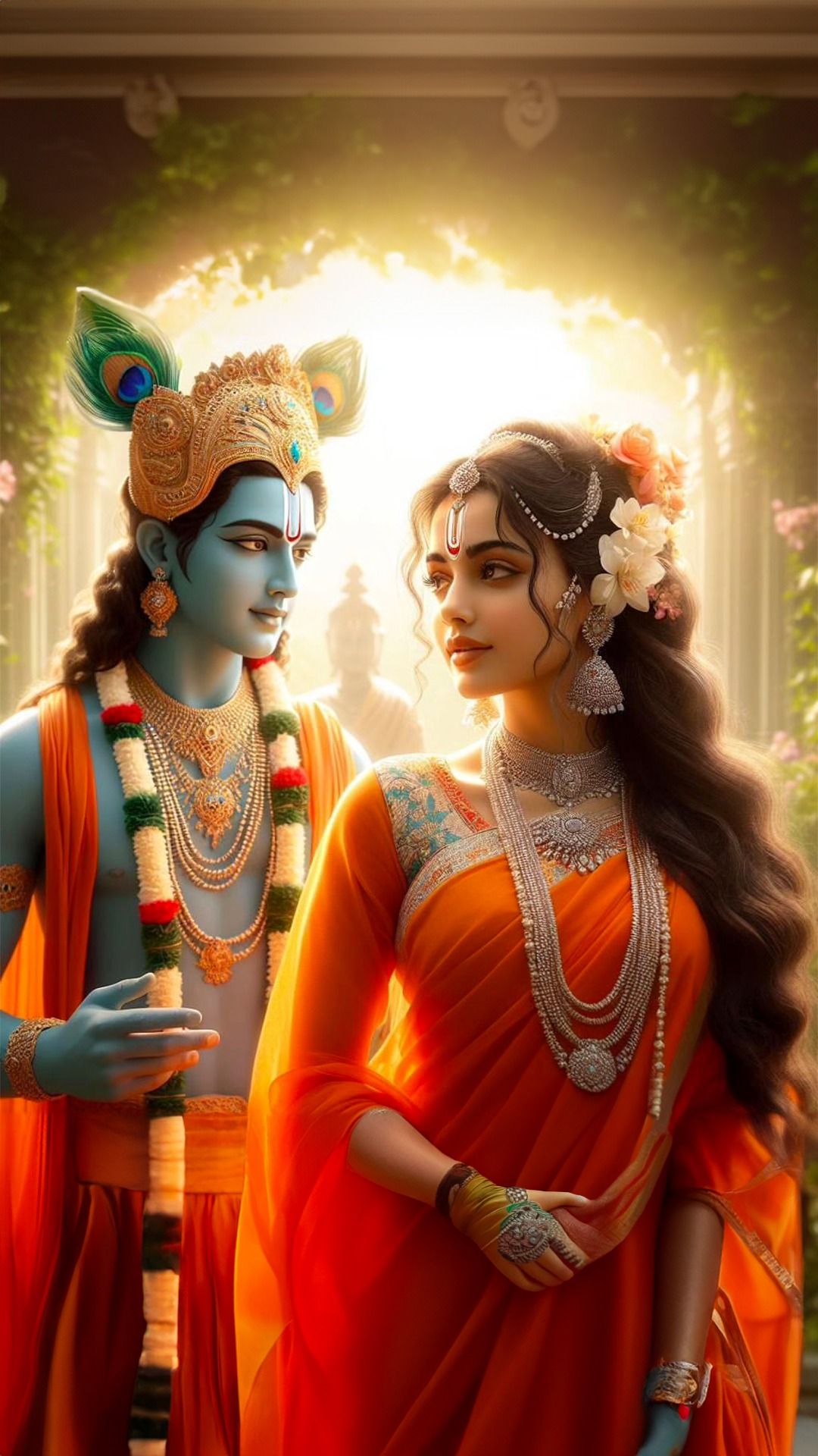 Krishna and Radha divine love portrait