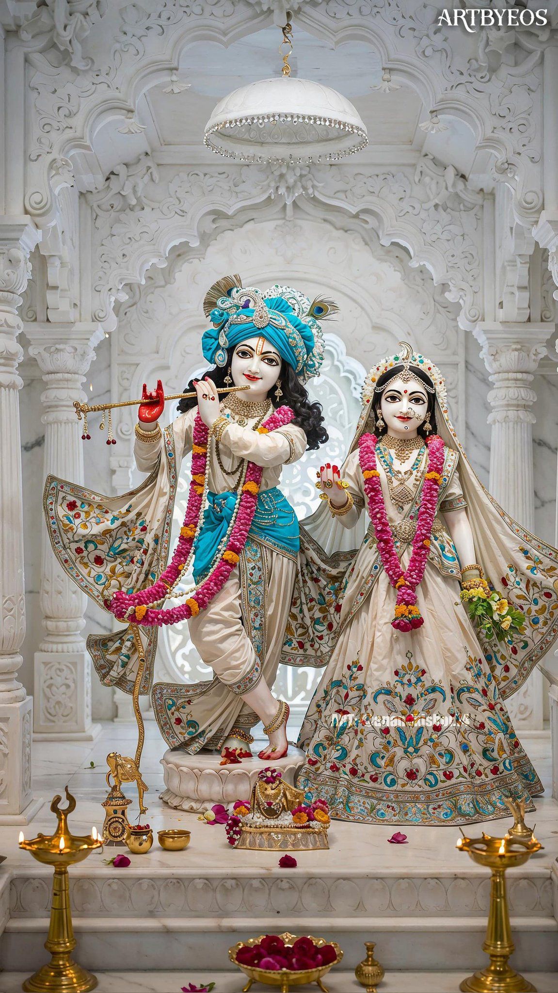 Krishna Radha divine couple worship statue