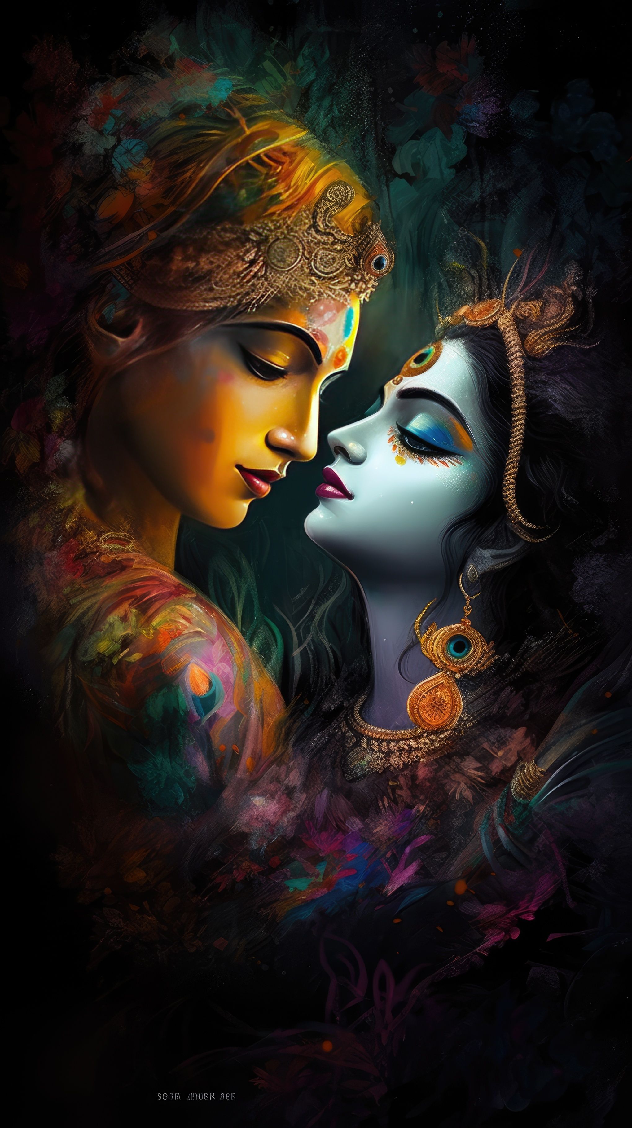 Krishna and Radha in loving embrace