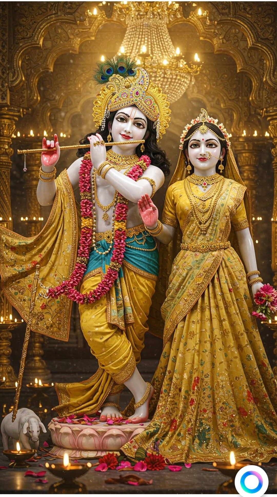 Krishna and Radha divine statue worship