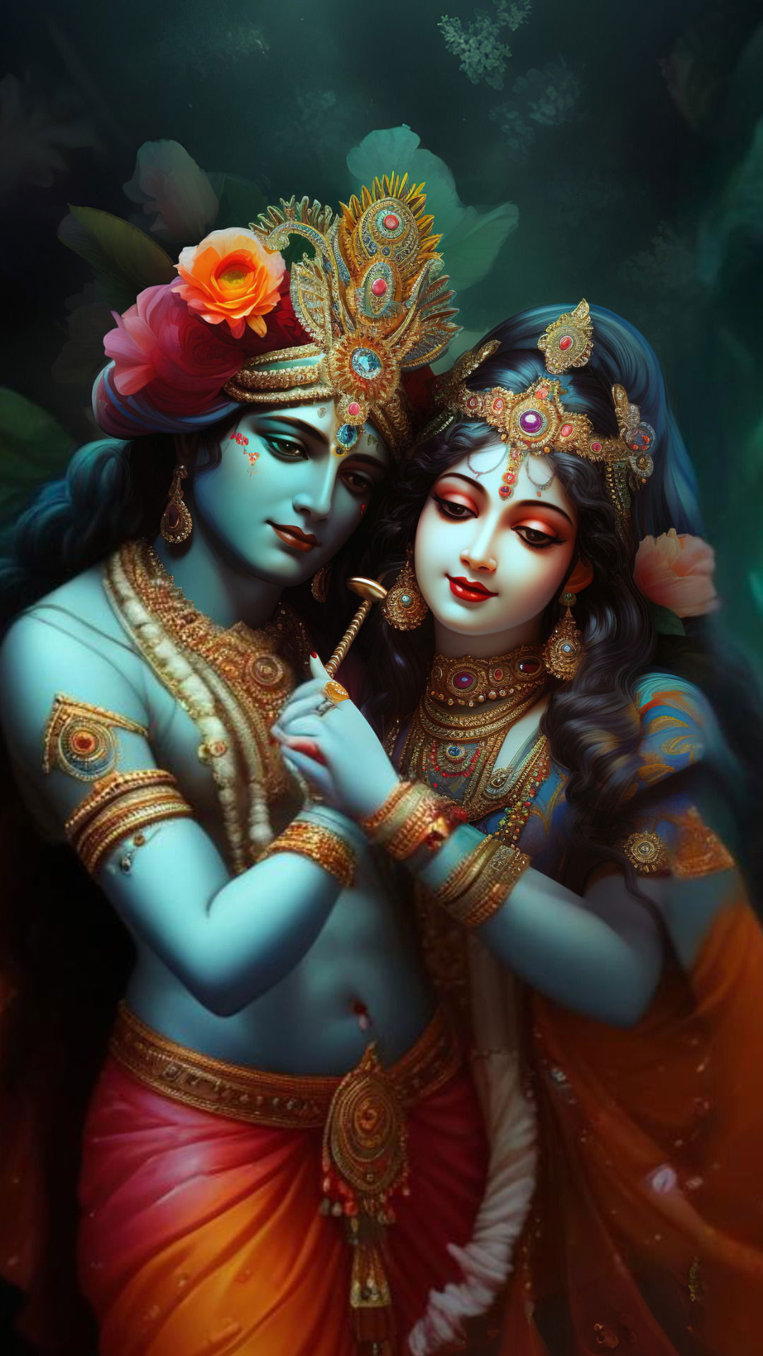 Krishna and Radha divine couple portrait