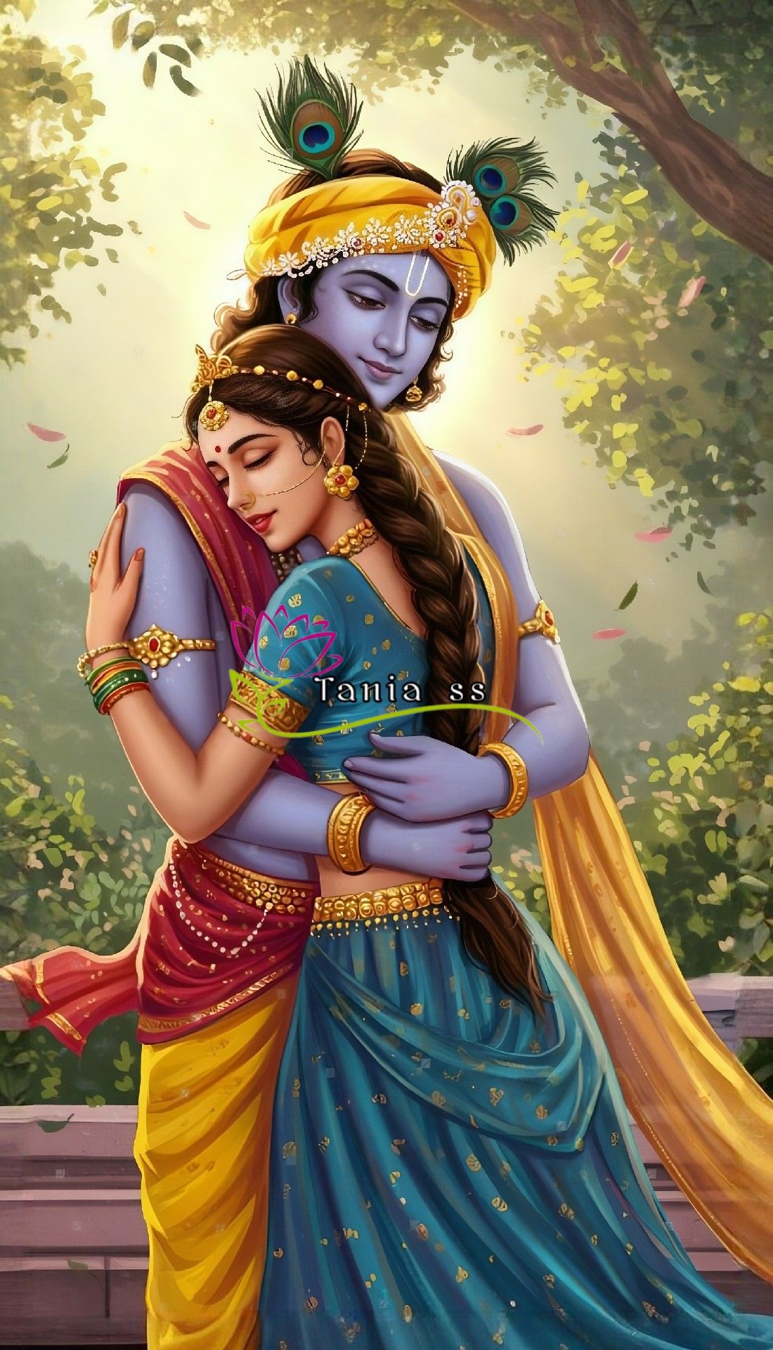 Krishna and Radha in loving embrace