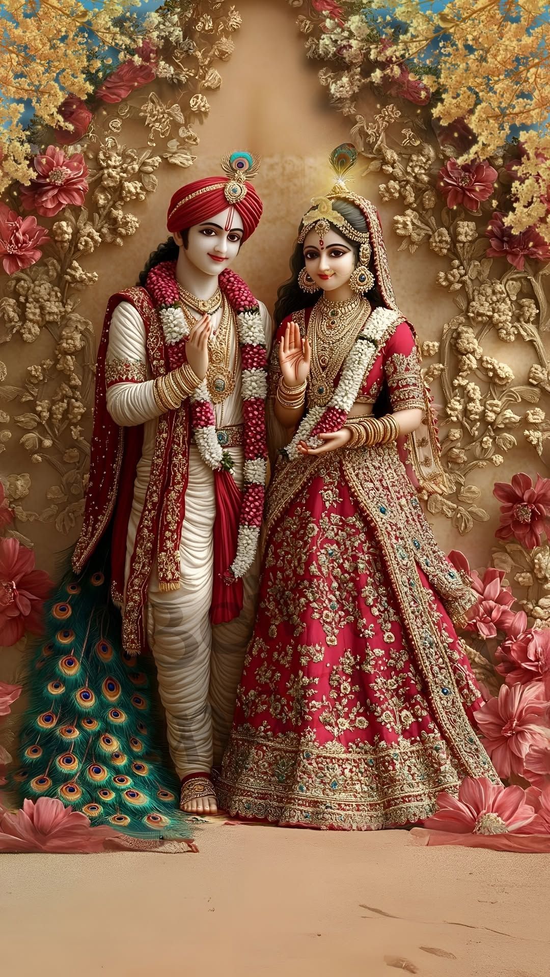 Radha and Krishna in divine embrace