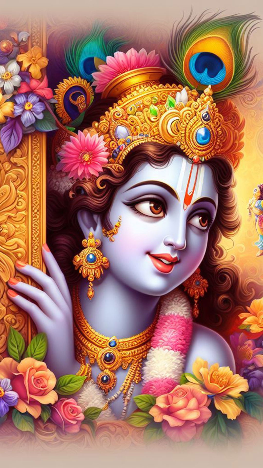 Lord Krishna with peacock feather crown