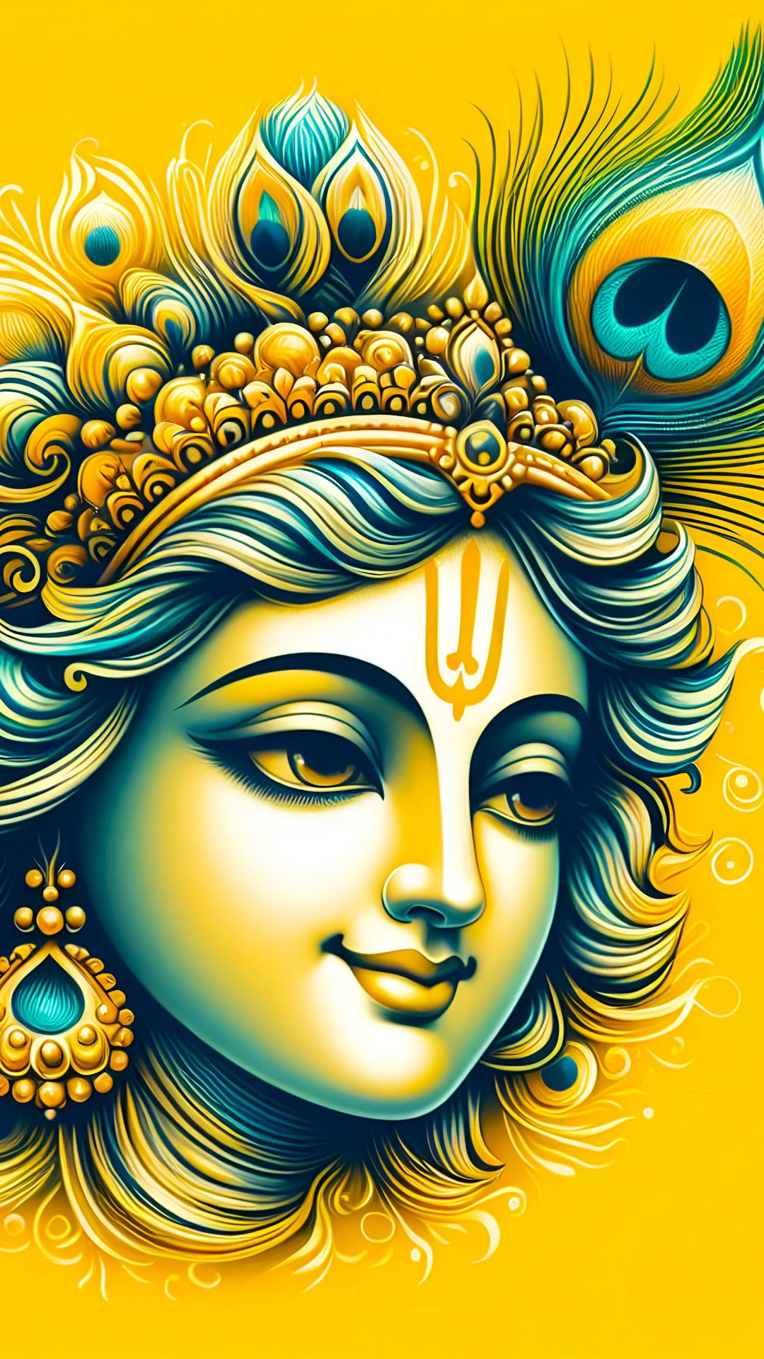 Krishna with peacock feather crown