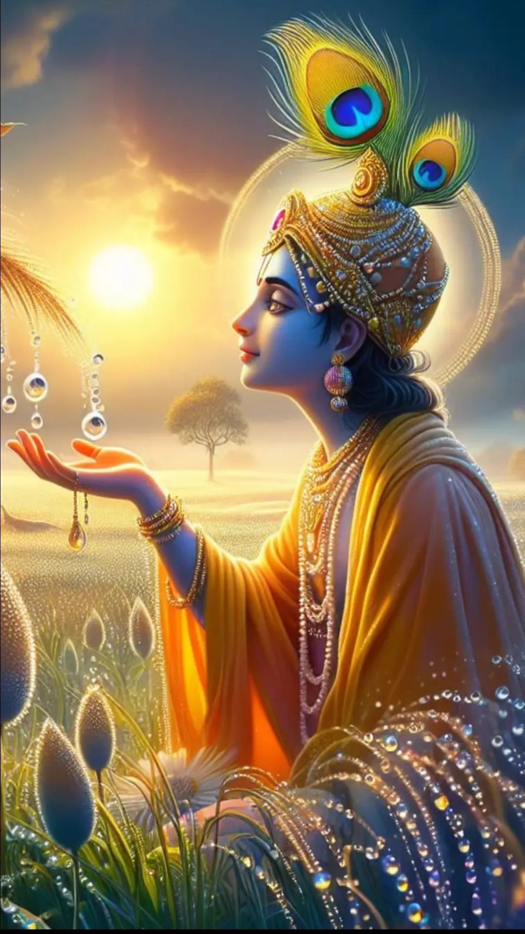 Krishna with flute and peacock feather