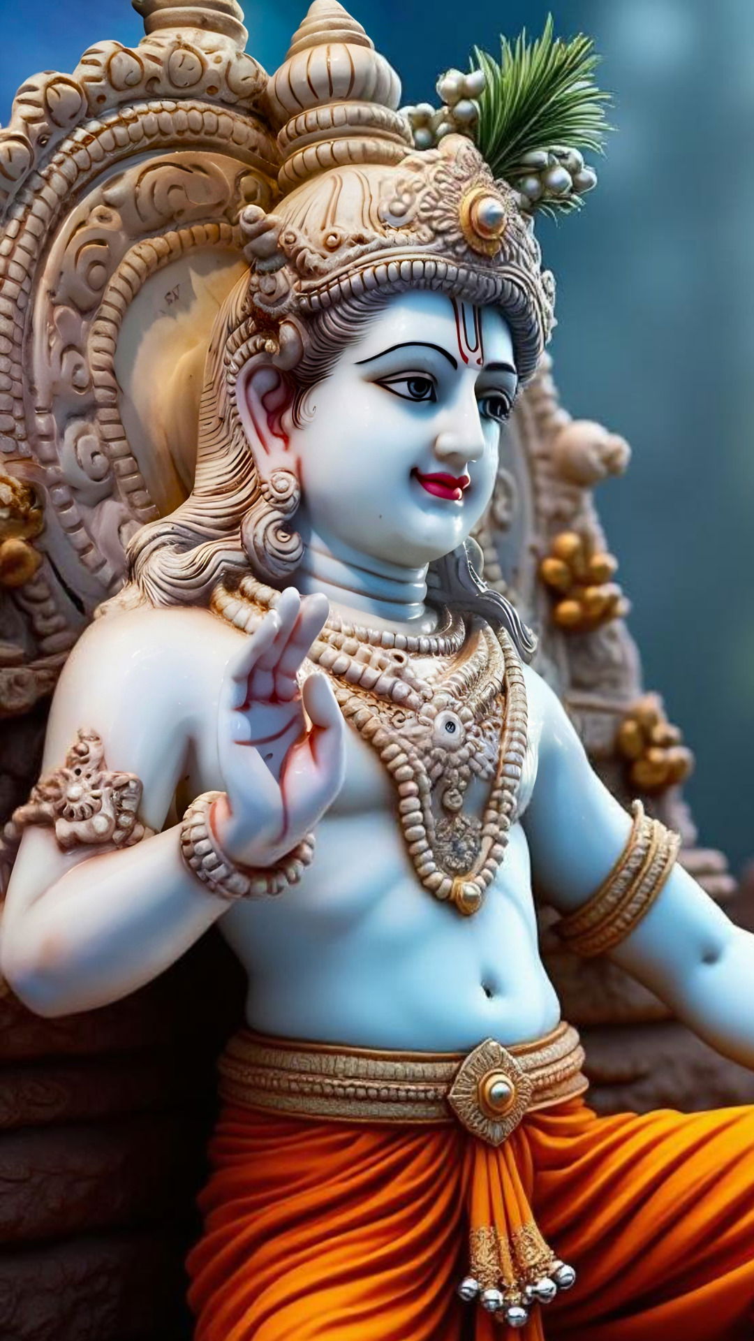 Lord Krishna bestows a blessing.