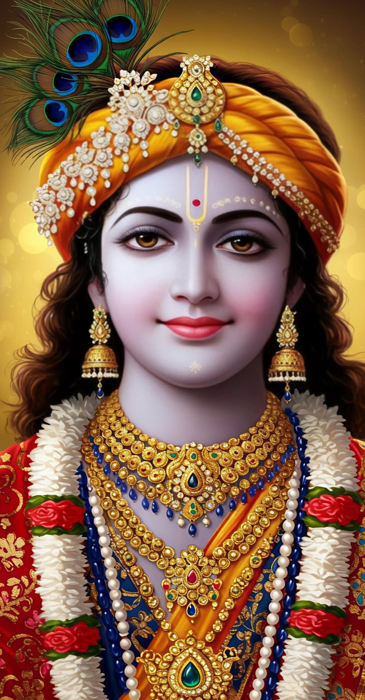 Lord Krishna with peacock feather crown