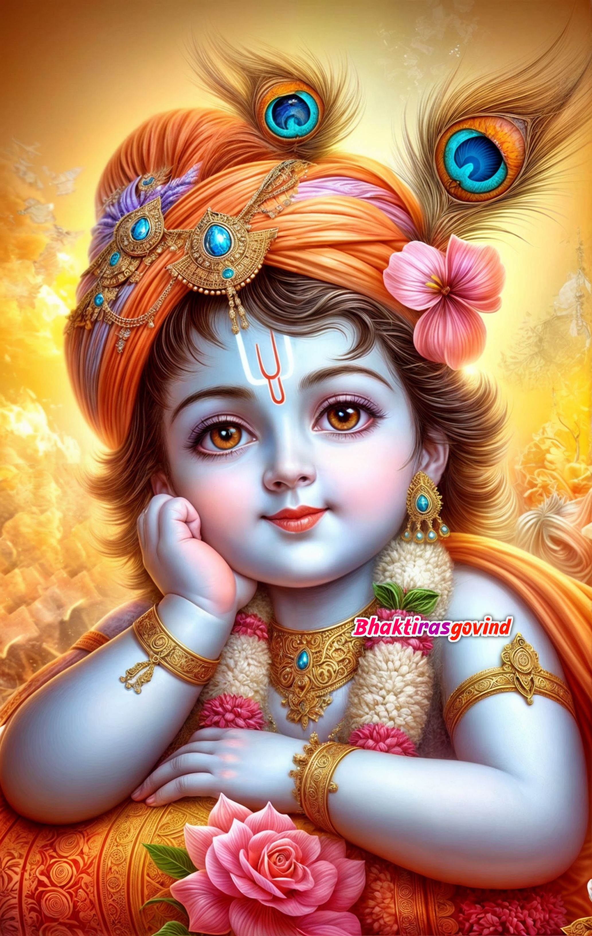 Baby Krishna with peacock feather