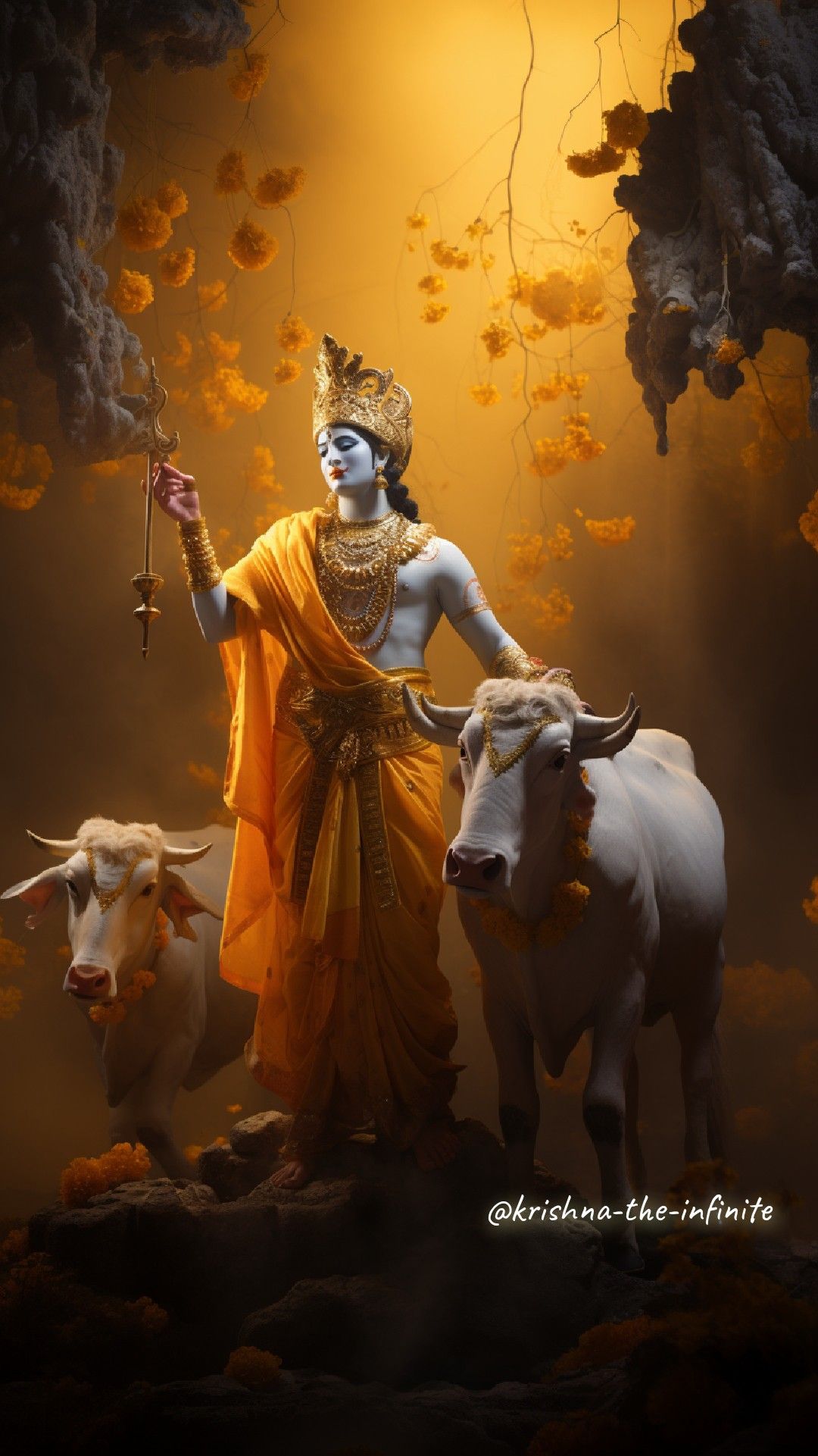 Krishna with cows, divine portrait