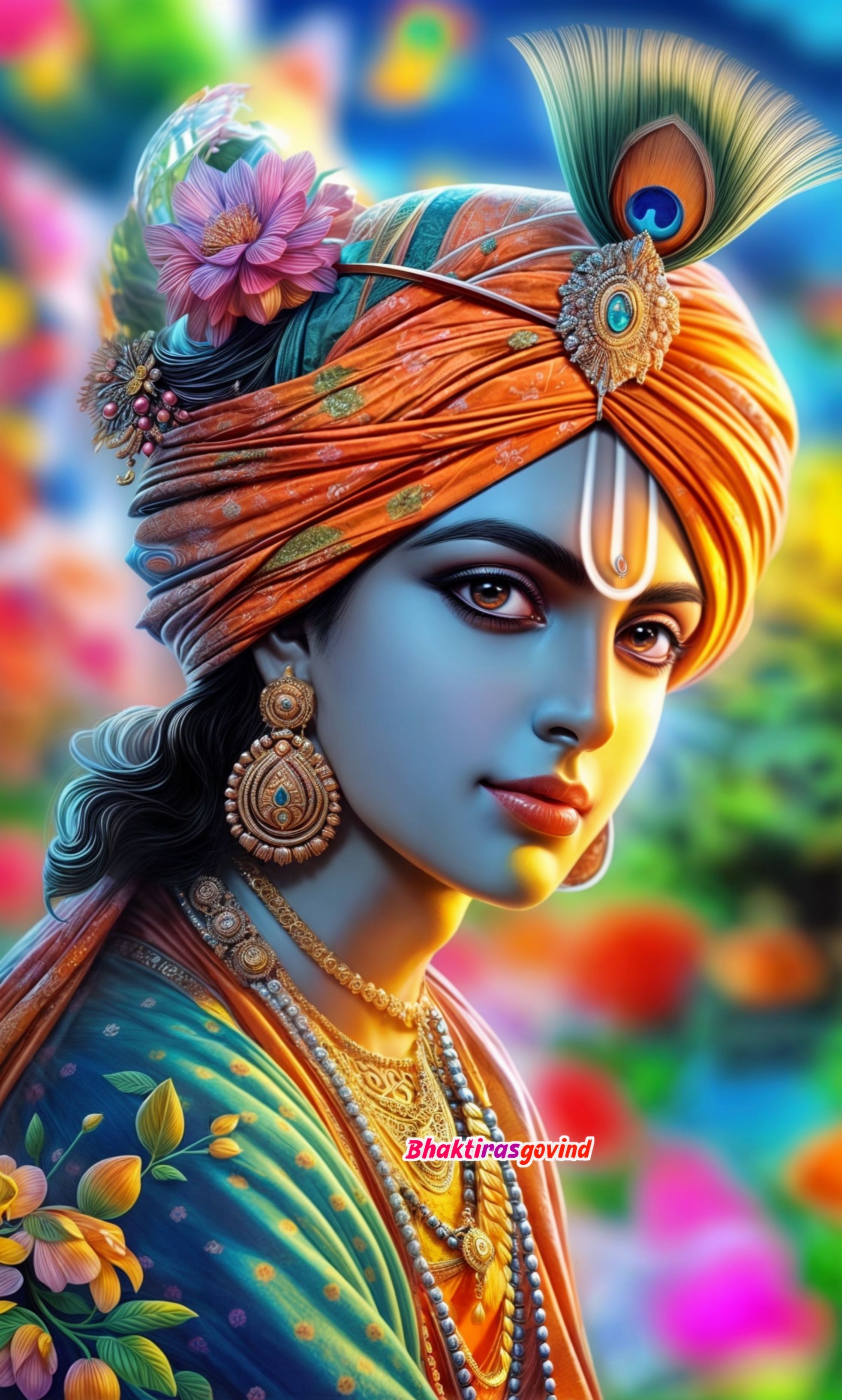 Lord Krishna with peacock feather adornment