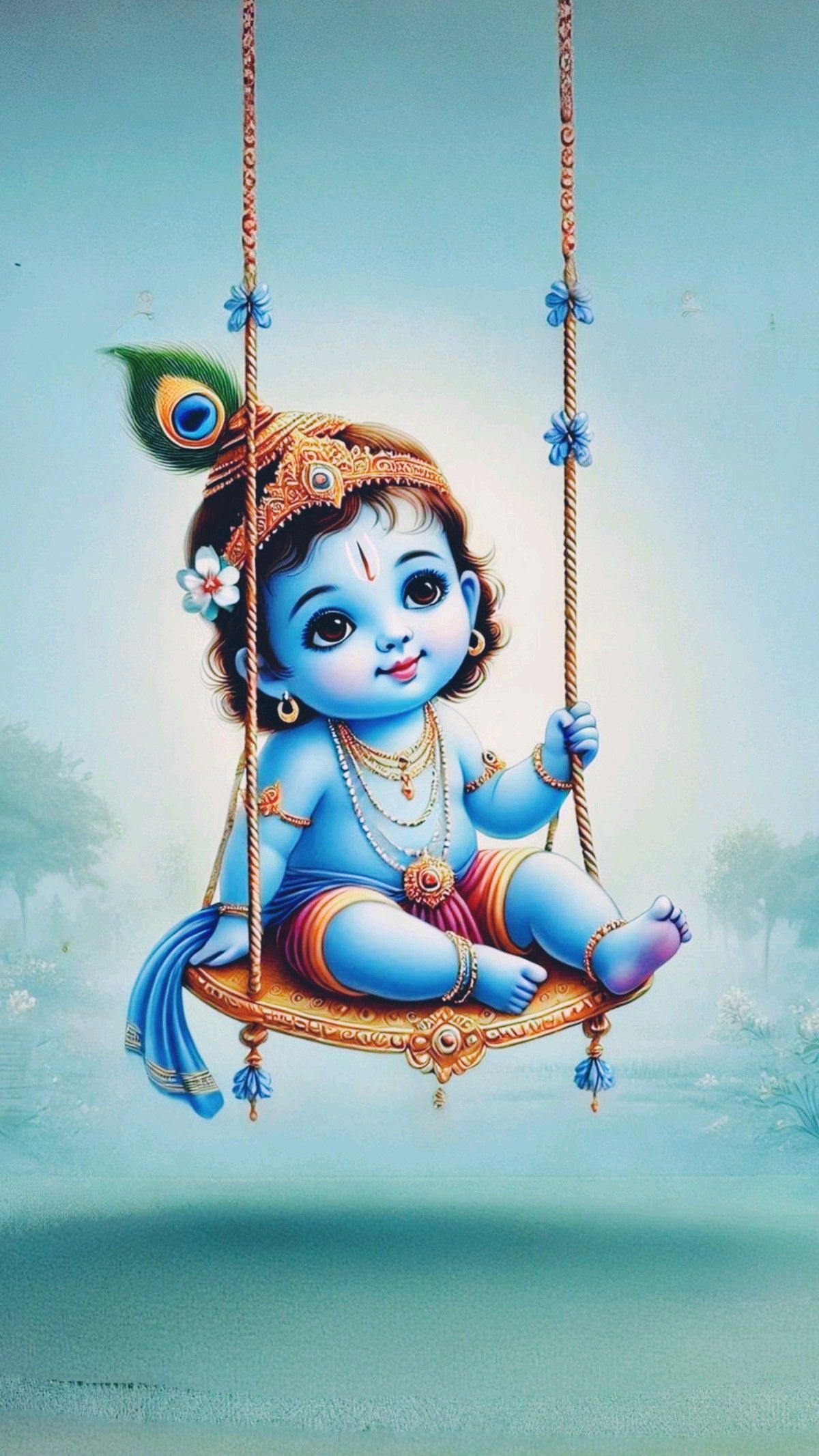 Bal Krishna on a floral swing