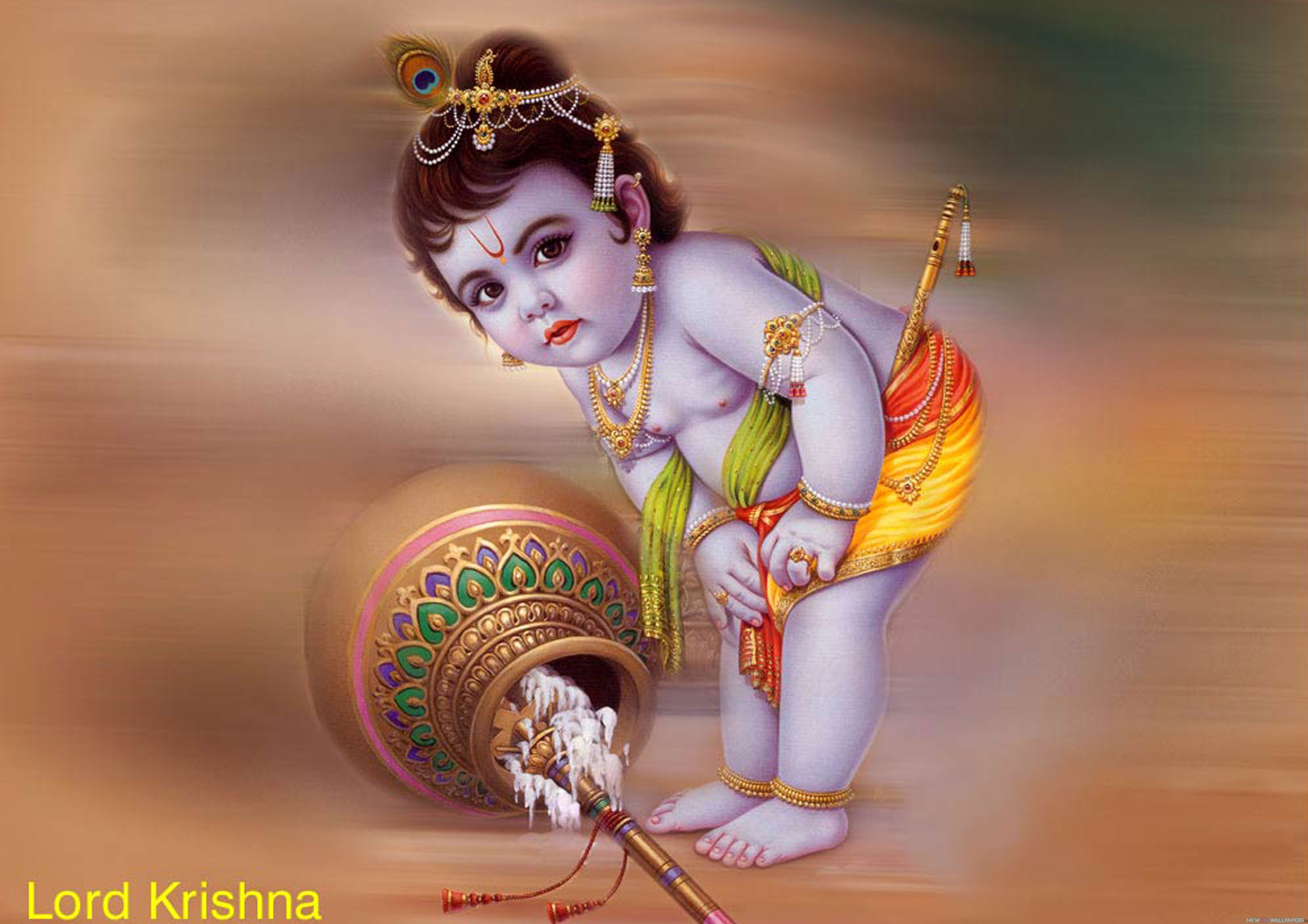 Little Krishna stealing butter playfully