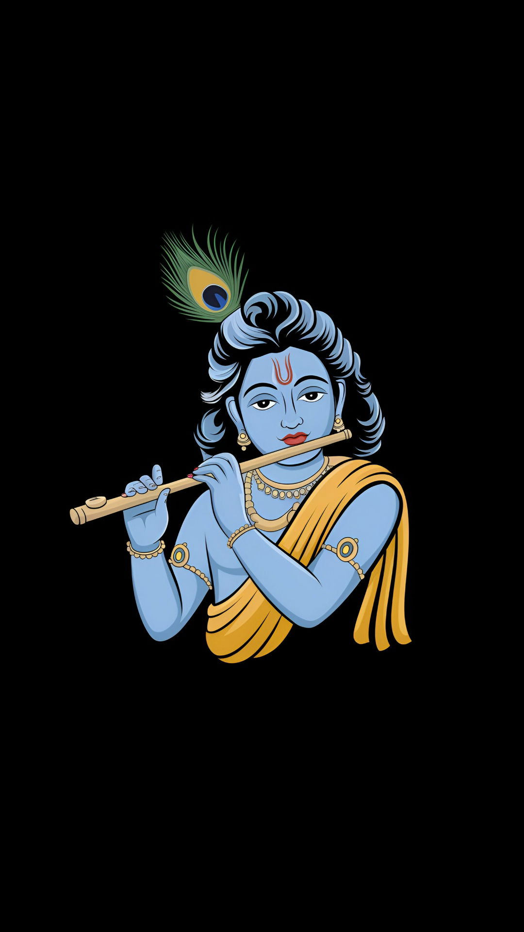 Krishna playing a divine flute melody