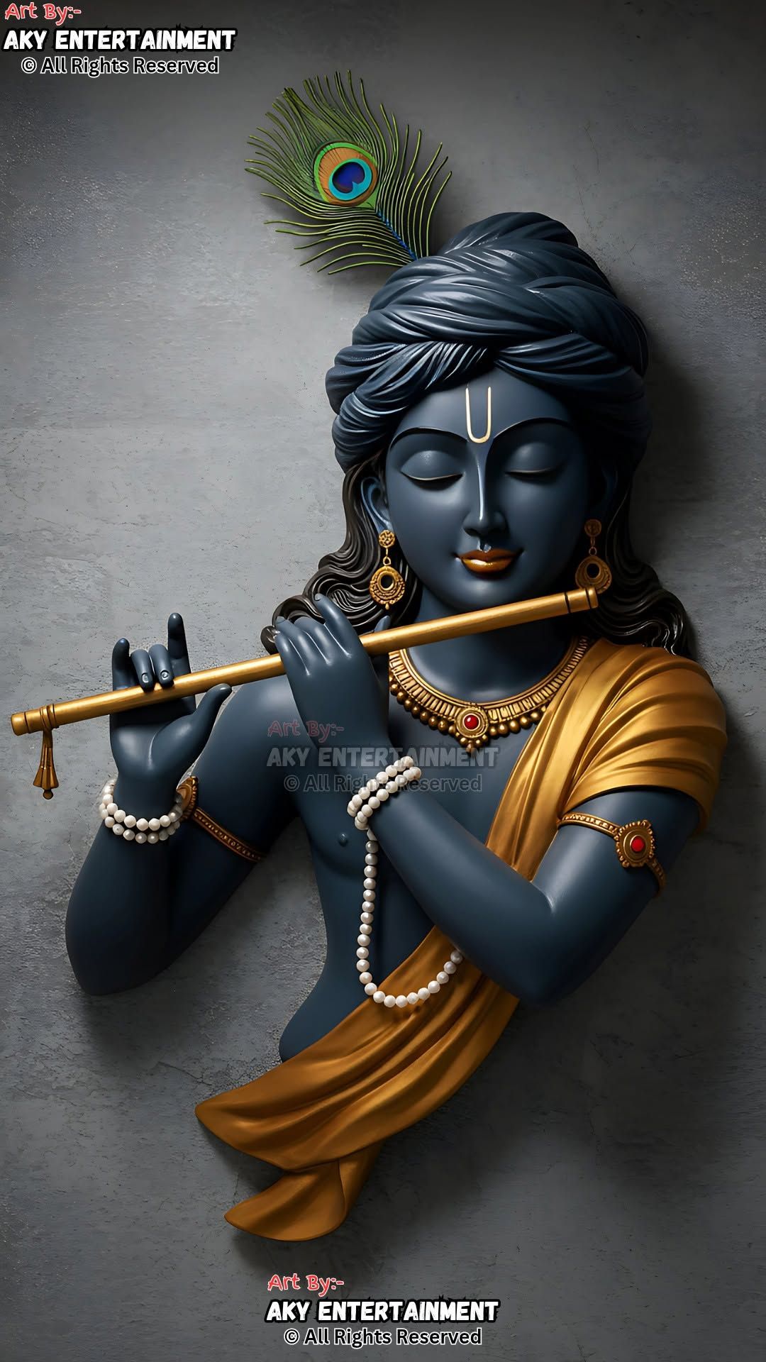 Krishna playing the flute, divine portrait