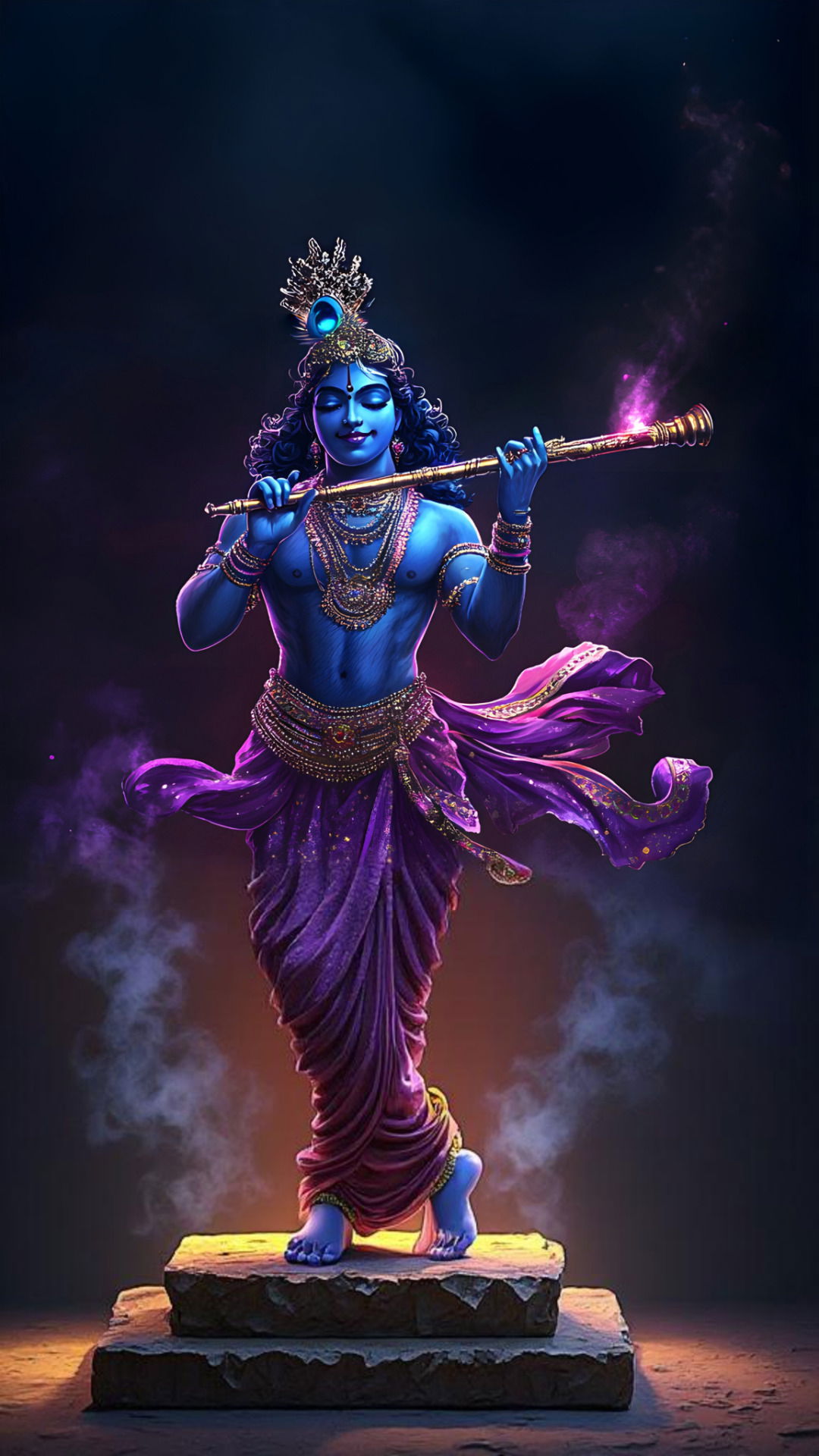 Krishna playing flute, divine illustration