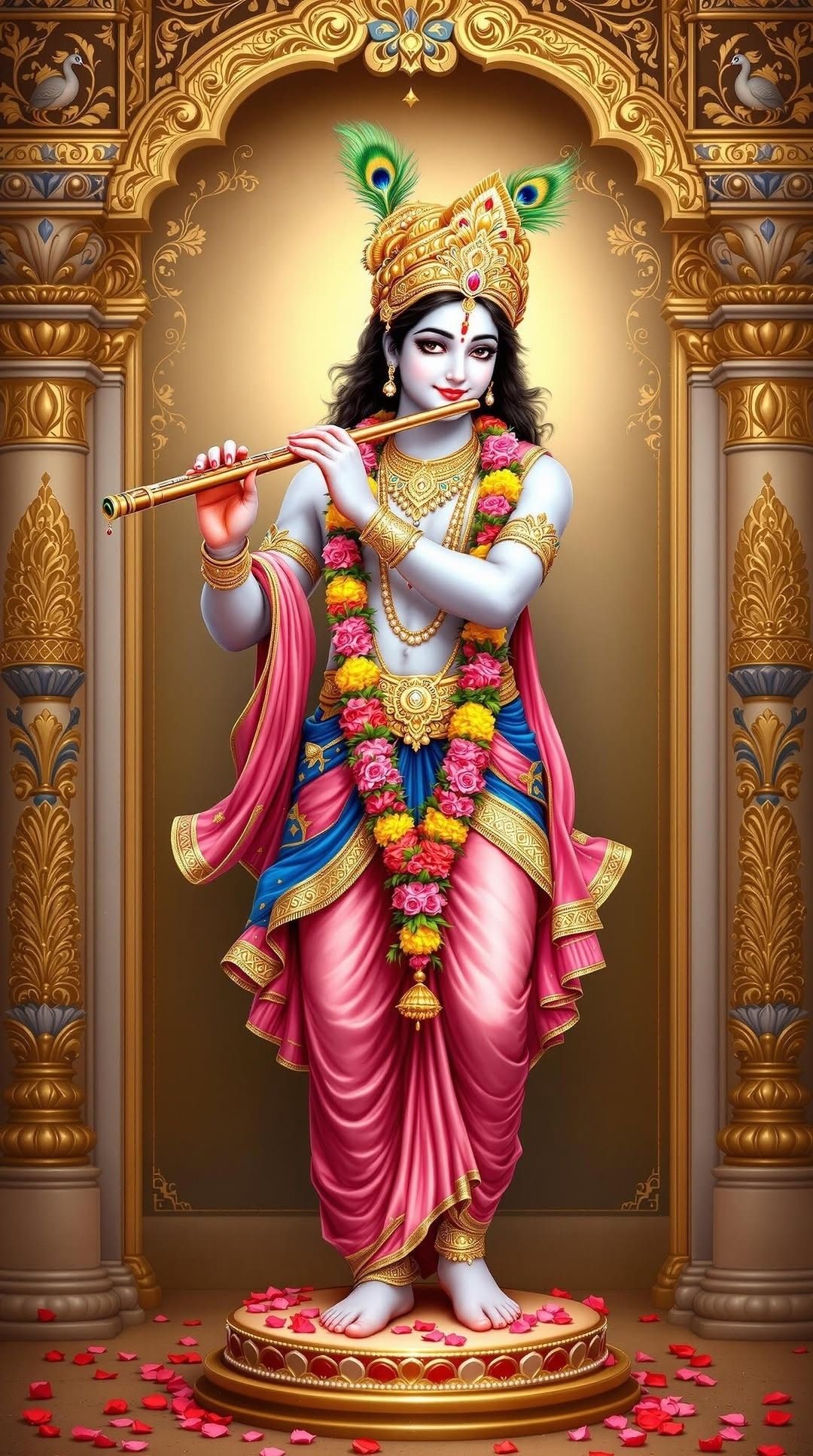 Krishna playing flute, divine portrait