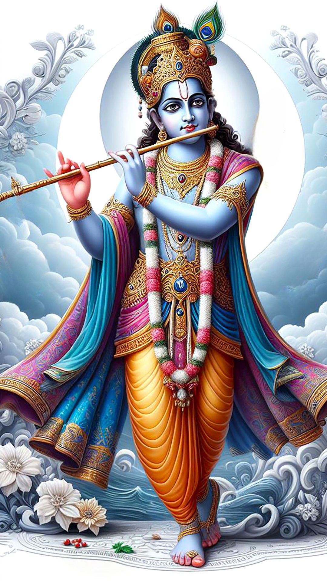 Krishna playing a mesmerizing flute melody