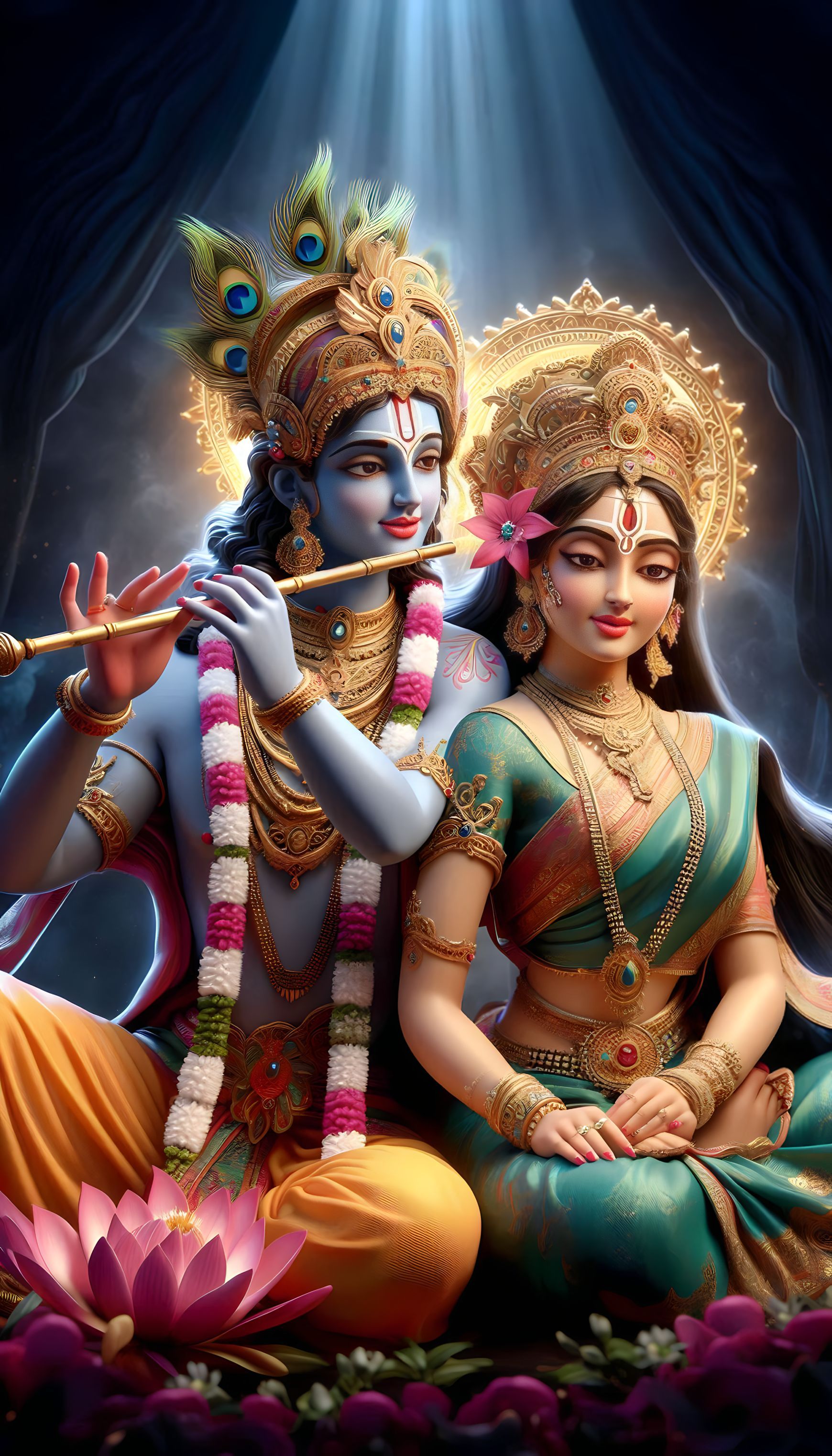 Krishna and Radha divine love wallpaper