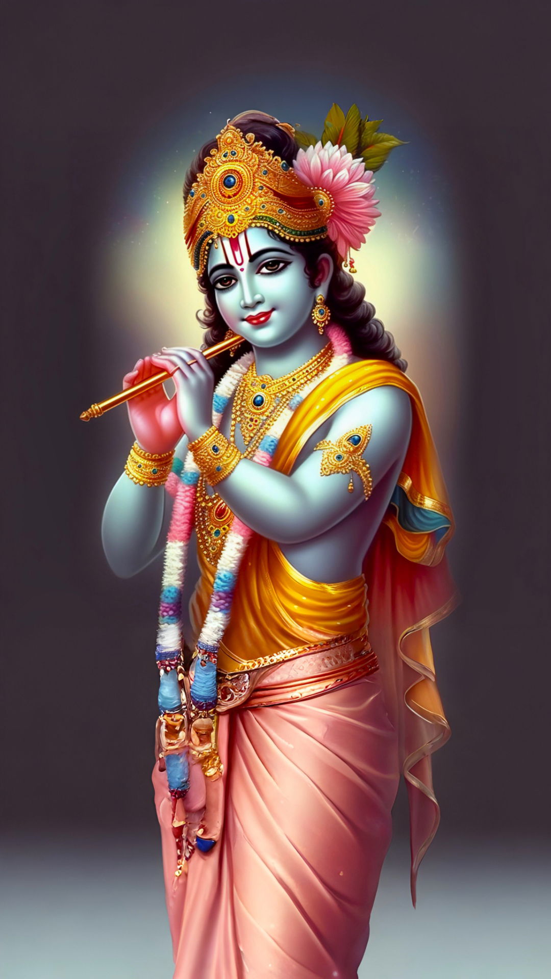 Lord Krishna playing a flute beautifully