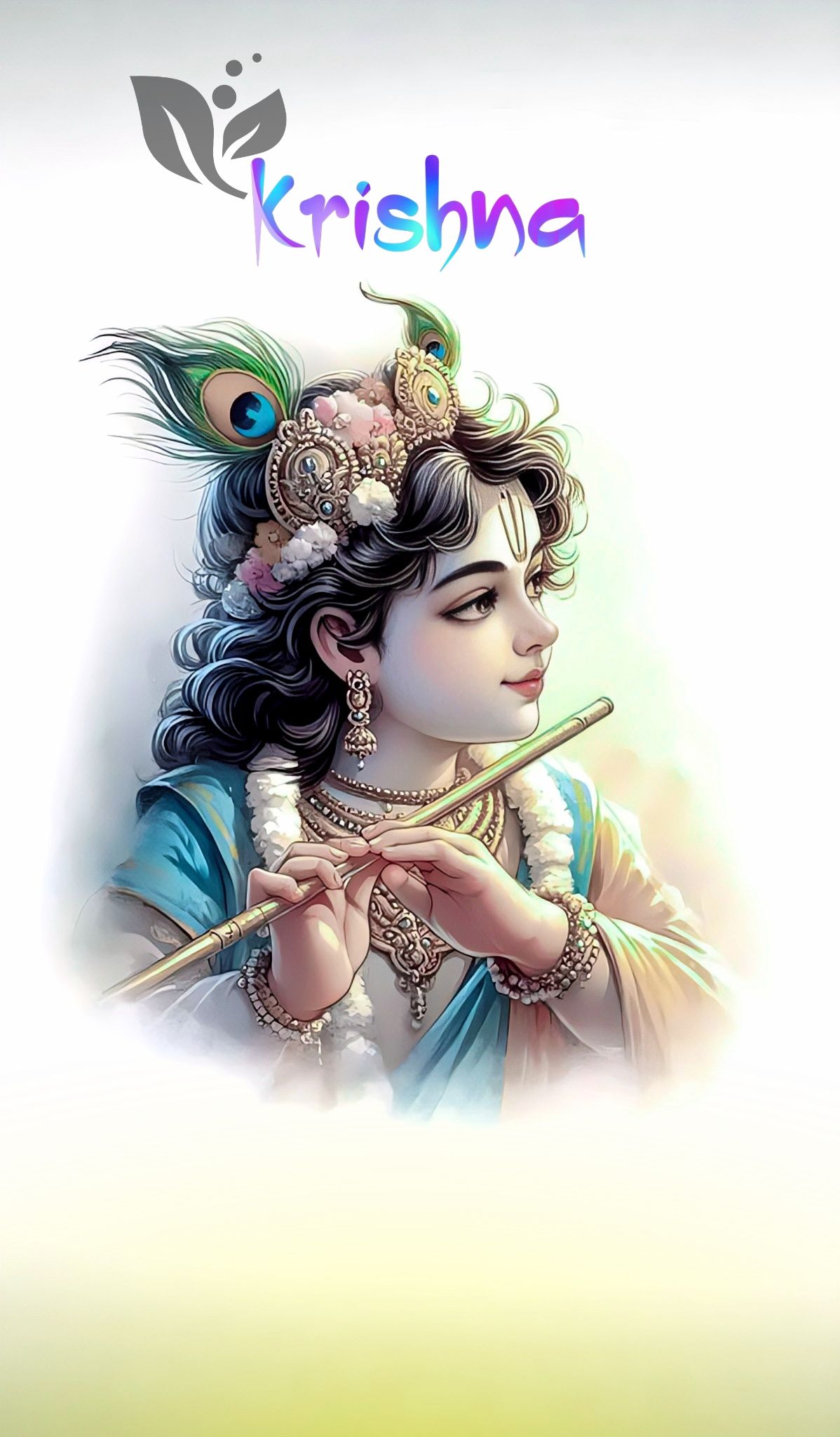 Krishna playing flute devotional wallpaper