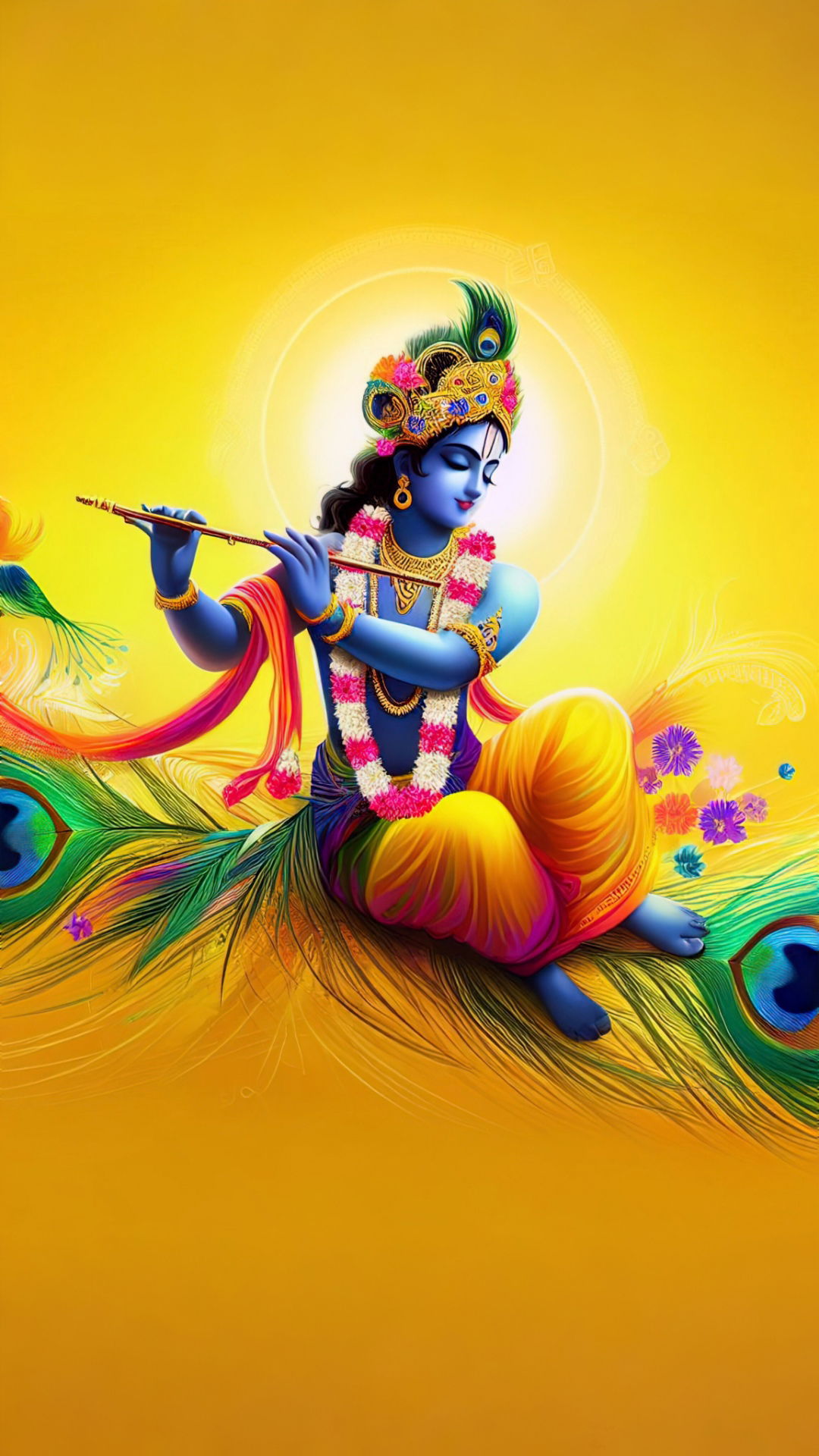 Krishna playing flute, divine wallpaper