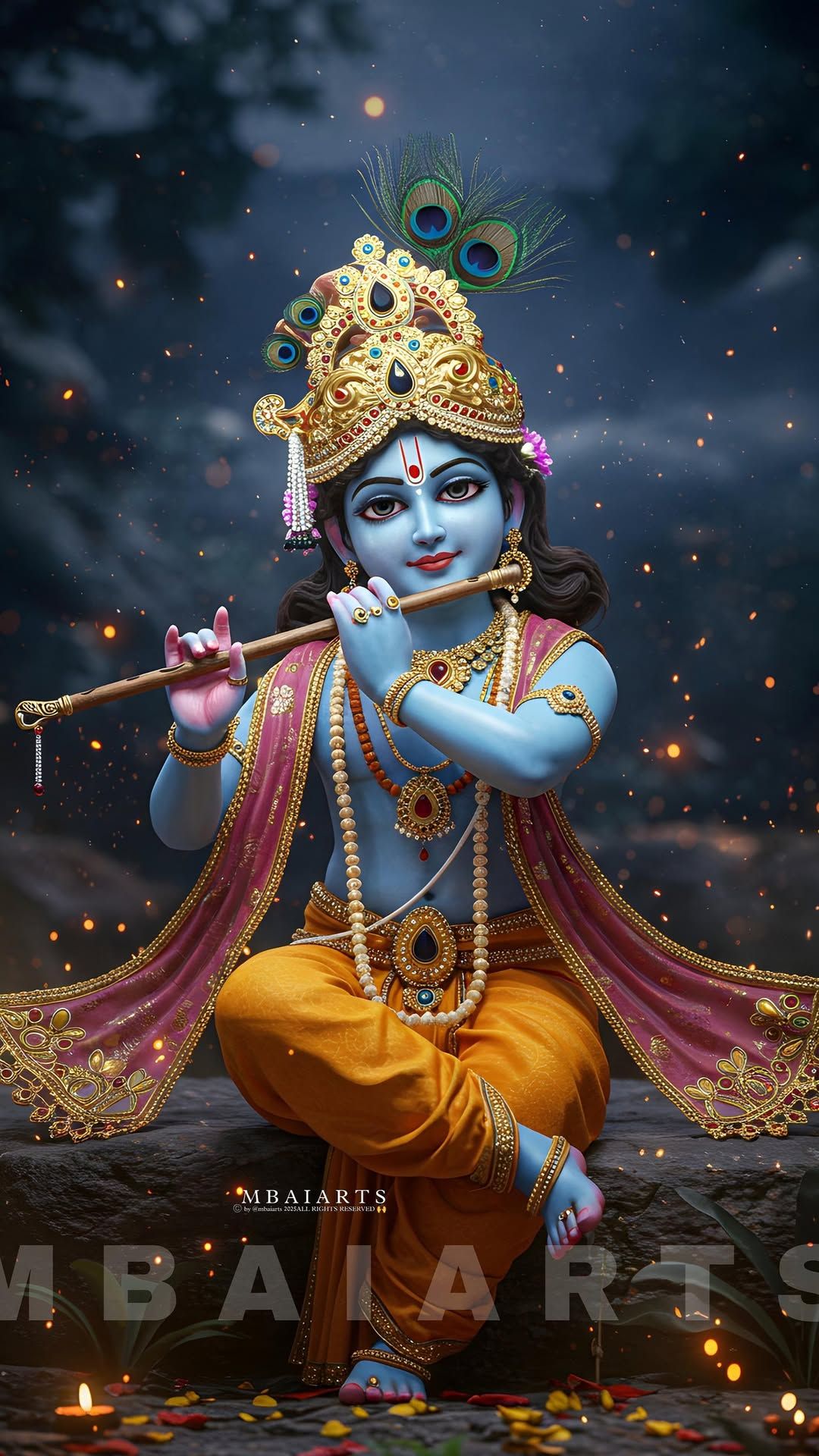 Krishna playing a flute, divine wallpaper